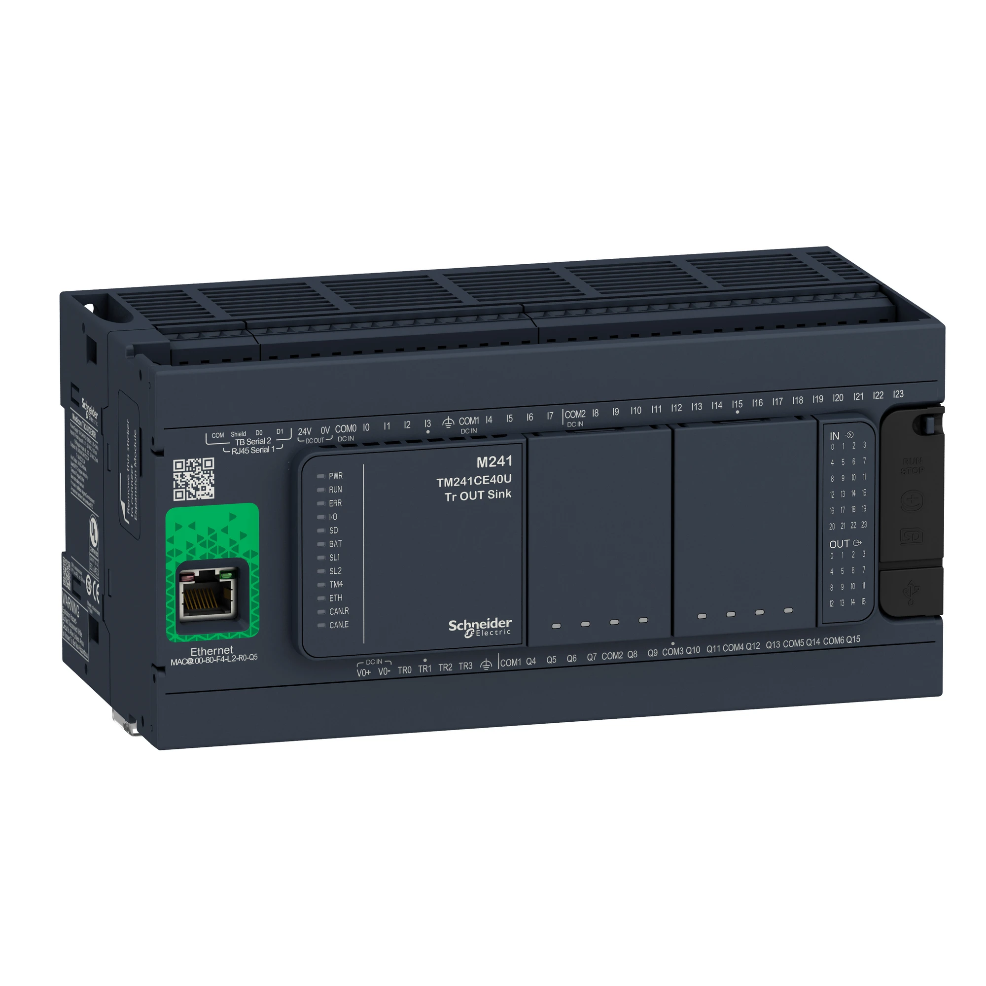 Schneider Electric TM241CE40R PLC Control, Modicon M241, 40 I/O, Ethernet, 2x Modbus, 100 to 240 VAC, Relay Outputs, Screw Terminals (img_001) Schneider Electric TM241CE40R PLC Control, Modicon M241, 40 I/O, Ethernet, 2x Modbus, 100 to 240 VAC, Relay Outputs, Screw Terminals (img_001)