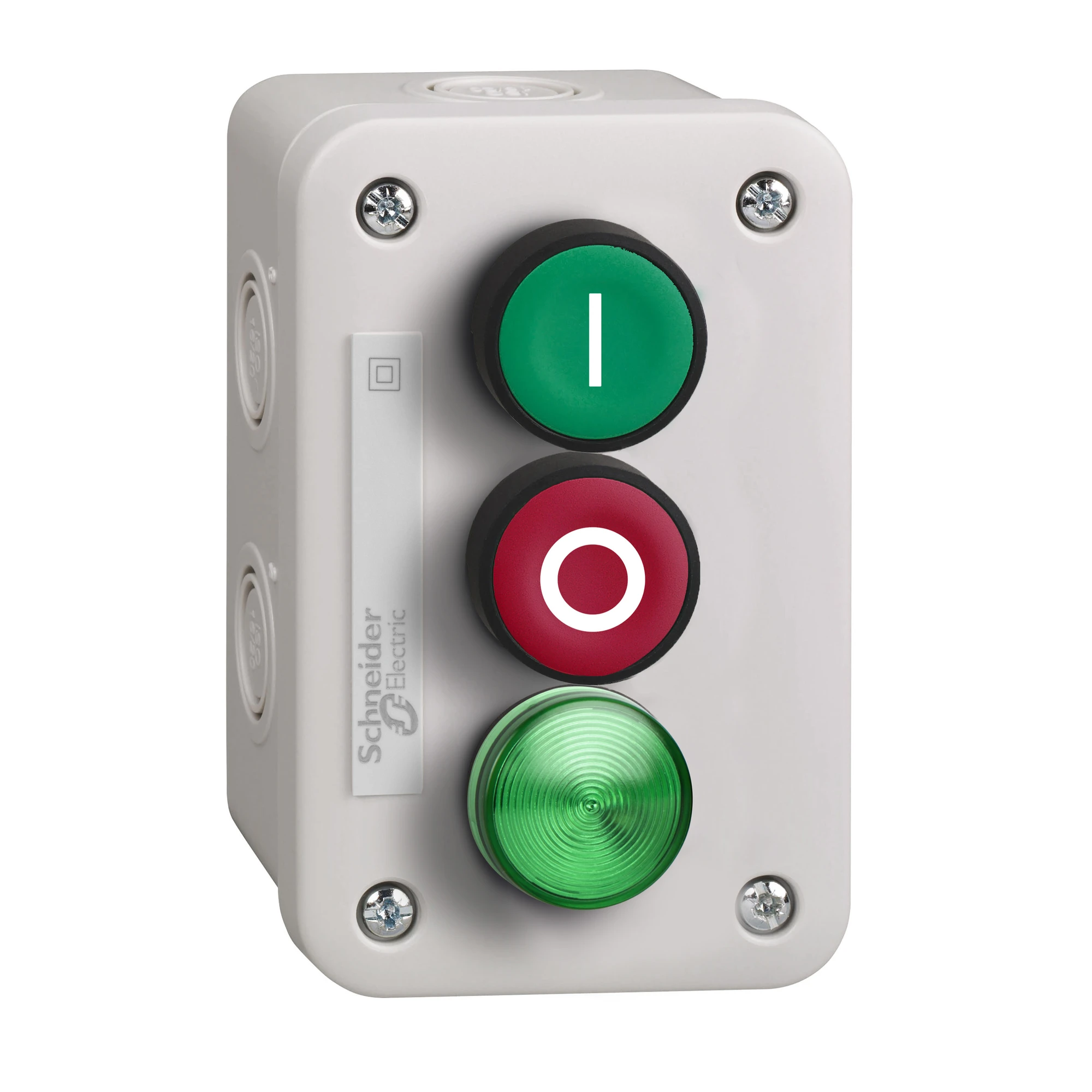 Schneider Electric XALE33V1M Surface-mounted enclosure, Harmony XALE, plastic, light grey, 2 push buttons, green, red, I-O, 1 pilot light, 230V AC, 22mm, 1NO+1NC (img_001) Schneider Electric XALE33V1M Surface-mounted enclosure, Harmony XALE, plastic, light grey, 2 push buttons, green, red, I-O, 1 pilot light, 230V AC, 22mm, 1NO+1NC (img_001)