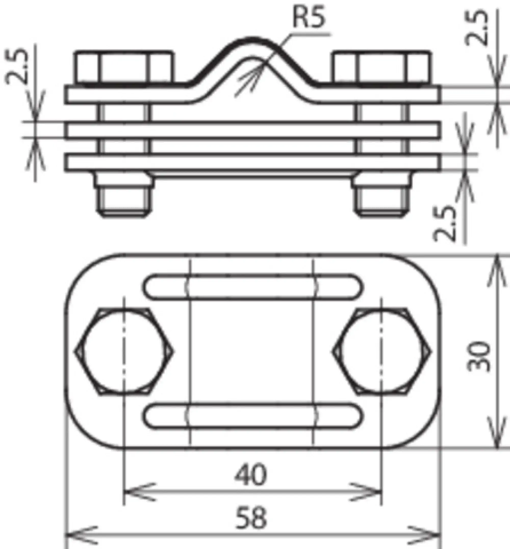 Dehn 459139 UNI disconnecting clamp, StSt with intermediate plate for Rd 8-10/Fl 30mm (img_002) Dehn 459139 UNI disconnecting clamp, StSt with intermediate plate for Rd 8-10/Fl 30mm (img_002)