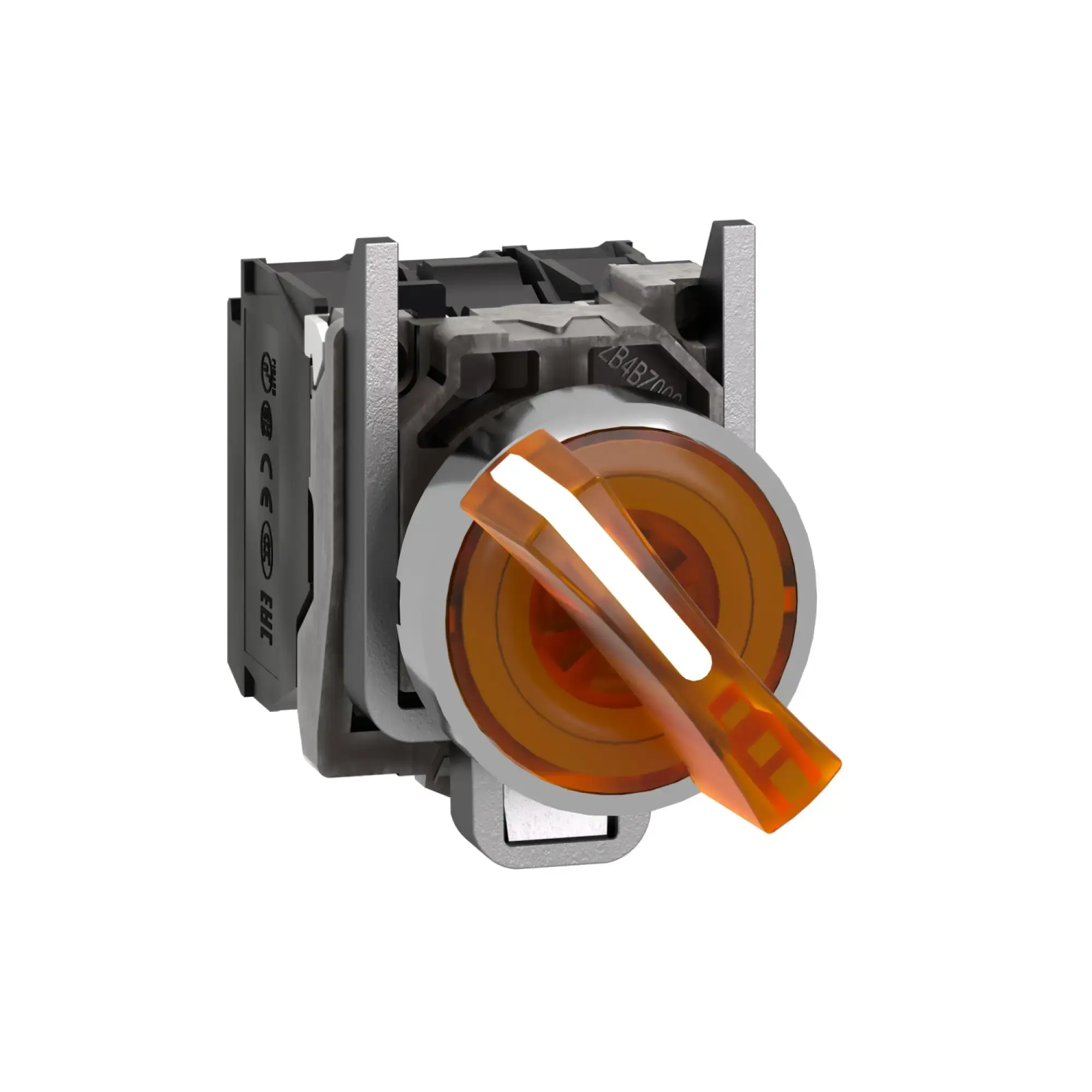 Schneider Electric XB4BK125G5 Illuminated selector switch, Harmony XB4, metal, 22mm, orange, universal LED, 2 positions, 1NC+1NO, 110-120V AC (img_001) Schneider Electric XB4BK125G5 Illuminated selector switch, Harmony XB4, metal, 22mm, orange, universal LED, 2 positions, 1NC+1NO, 110-120V AC (img_001)