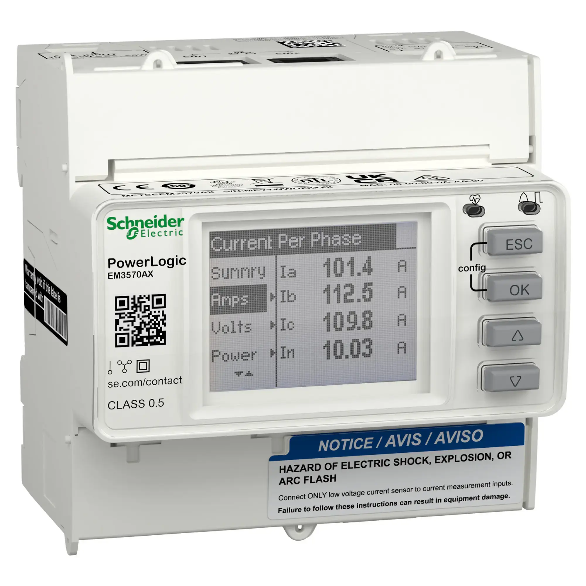 Schneider Electric METSEEM3570AX PowerLogic Energiezähler EM3570, DIN Ethernet Modbus TCP/IP + BACnet/IP, 24VDC, Rogowski Spulen Eingang, 3-phasig METSEEM3570AX (img_001)