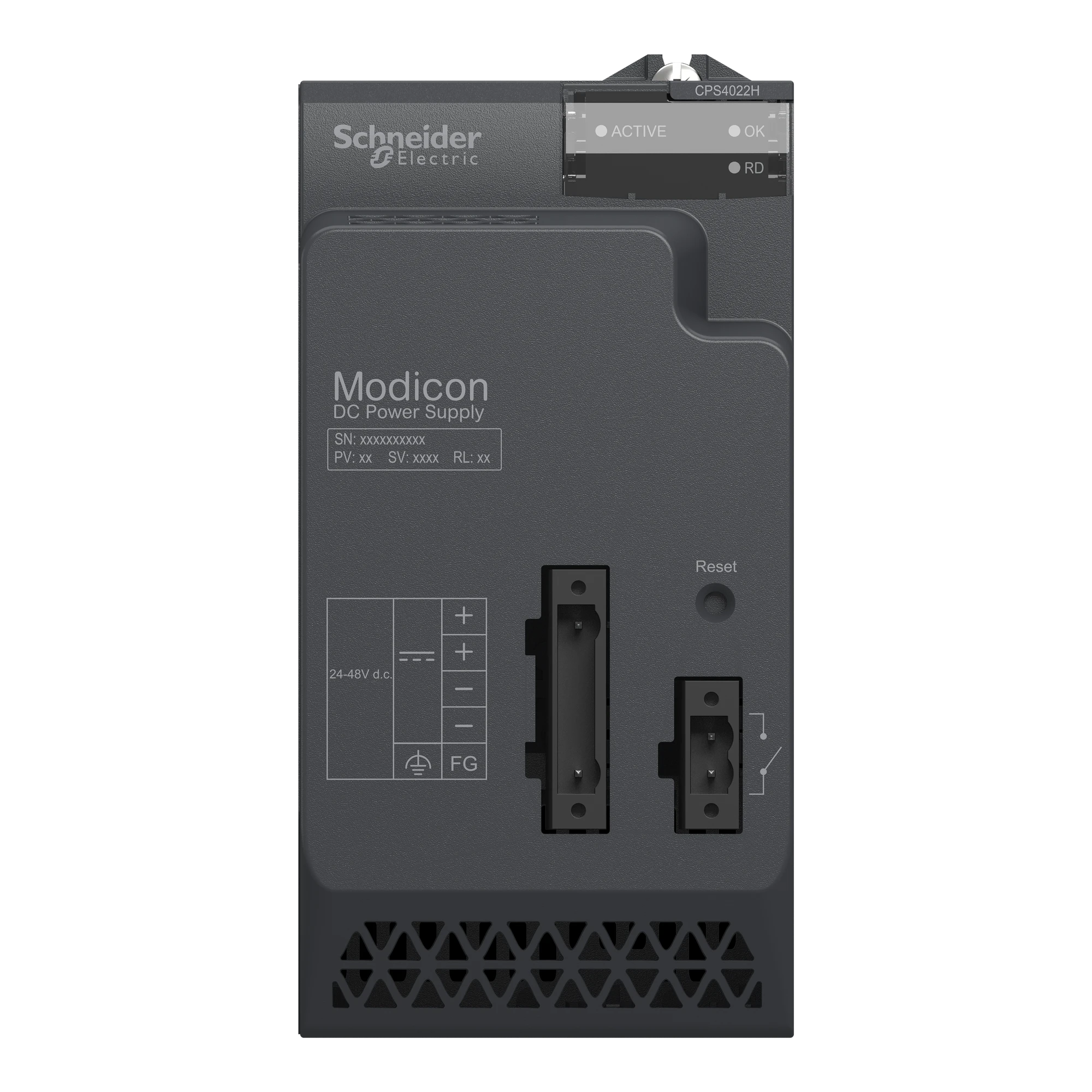 Schneider Electric BMXCPS4022H X80 power supply, 24-48V DC, for redundant architecture, rugged design (img_003)