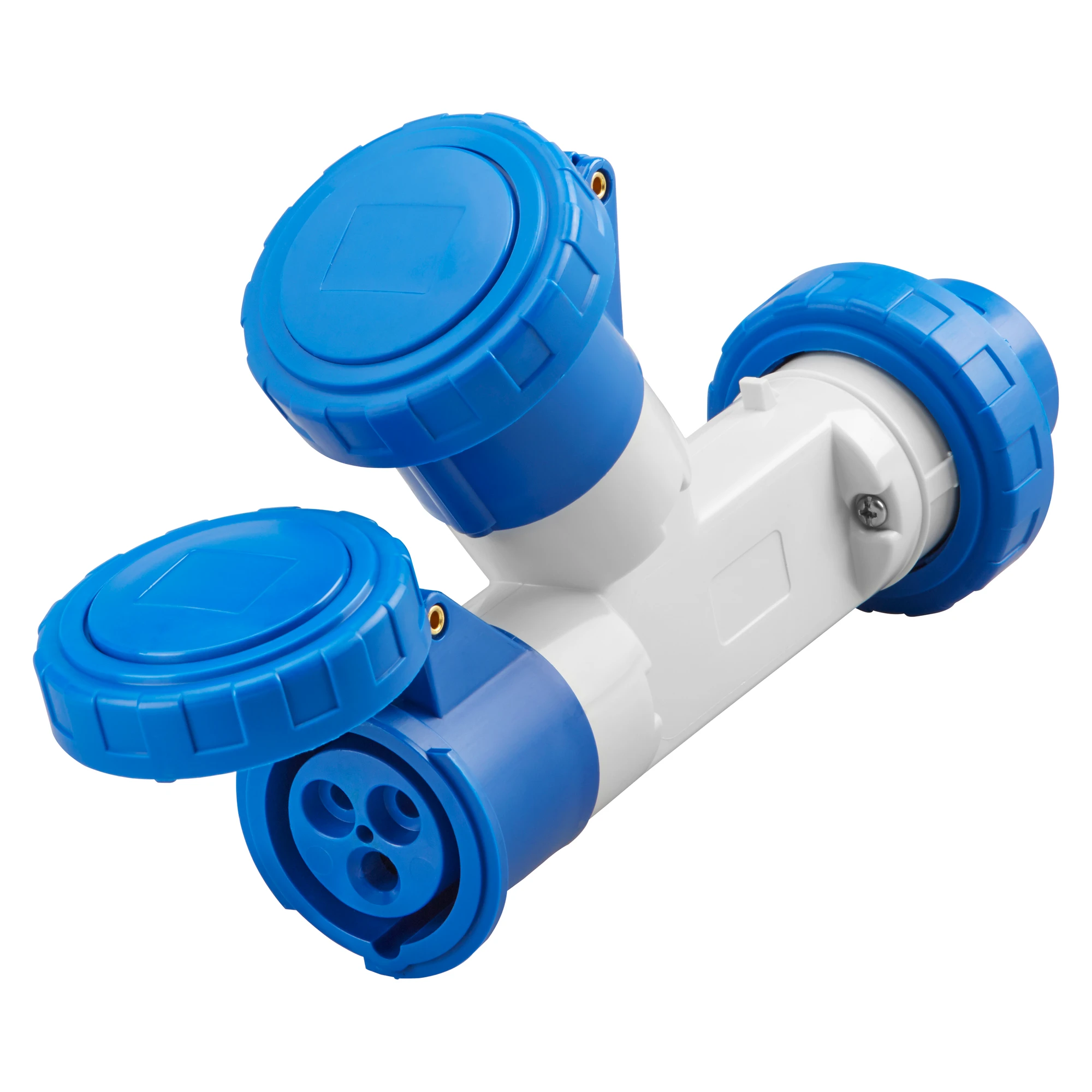 GEWISS GW64010 MULTIPLE SOCKET-COUPLERS 2 OUTPUTS IP67 - PLUG 16A - 2 SOCKET-OUTLETS 2P+E 230V 50/60HZ - BLUE - 6H (img_001)