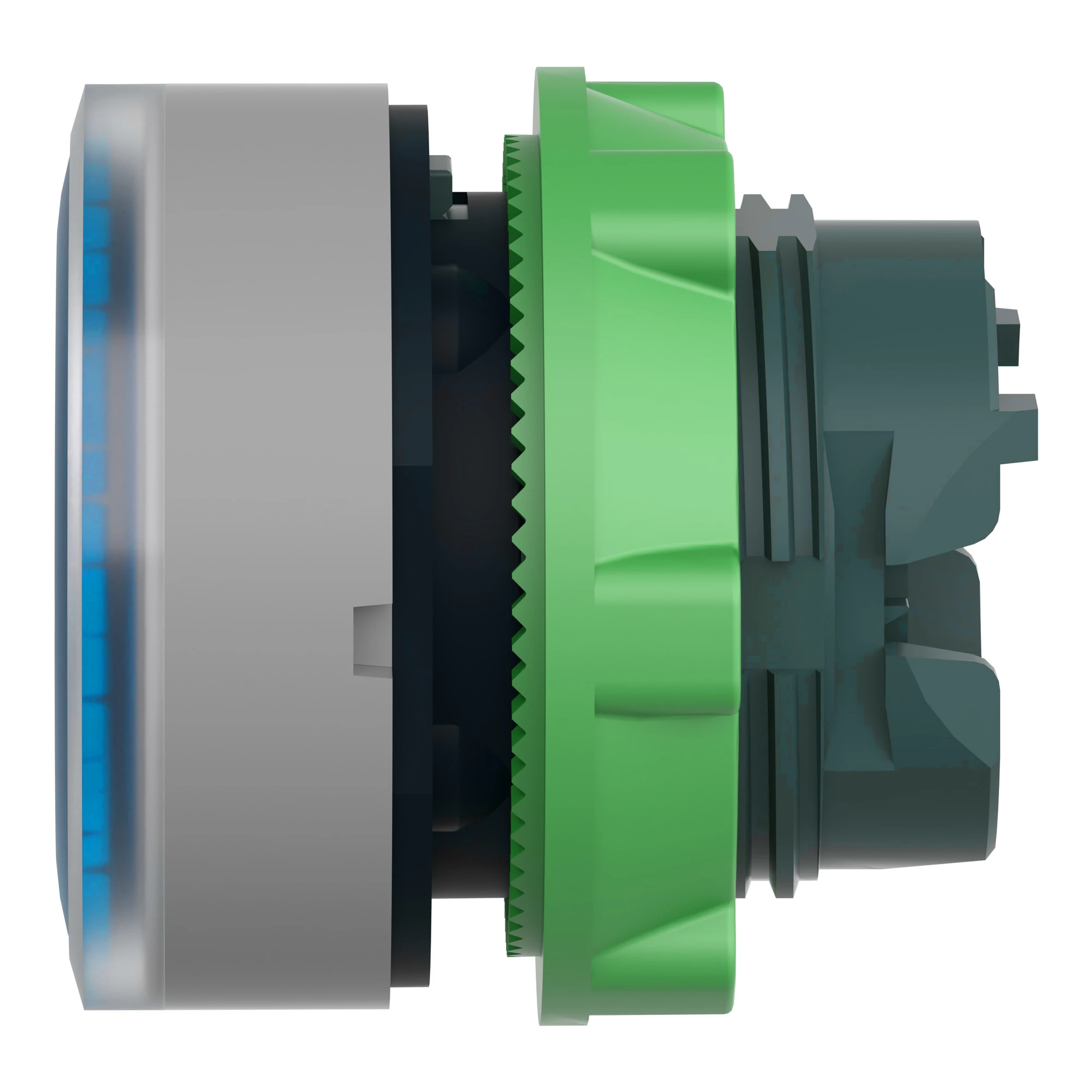Schneider Electric ZB5AW363SC0 Illuminated pushbutton, front element, Harmony XB5, plastic, 22mm, light gray, blue, for universal LED, ridged dome (img_007)