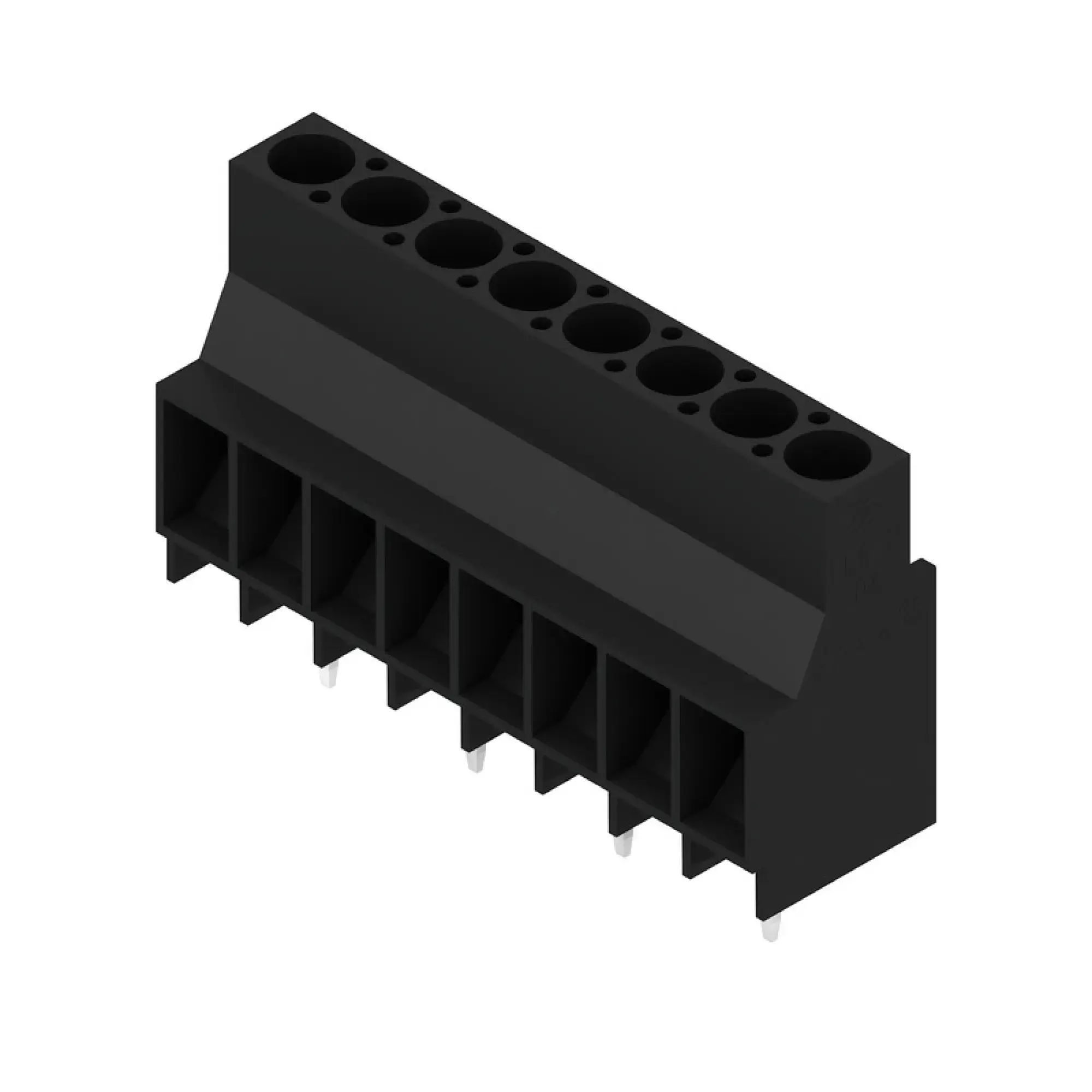 Weidmüller 1356900000 PCB terminal, 1000 V, 32 A, Pitch in mm: 6.35, 6 mm², Number of poles: 8, Clamping yoke connection, THT solder connection, 90°, Box (img_001)