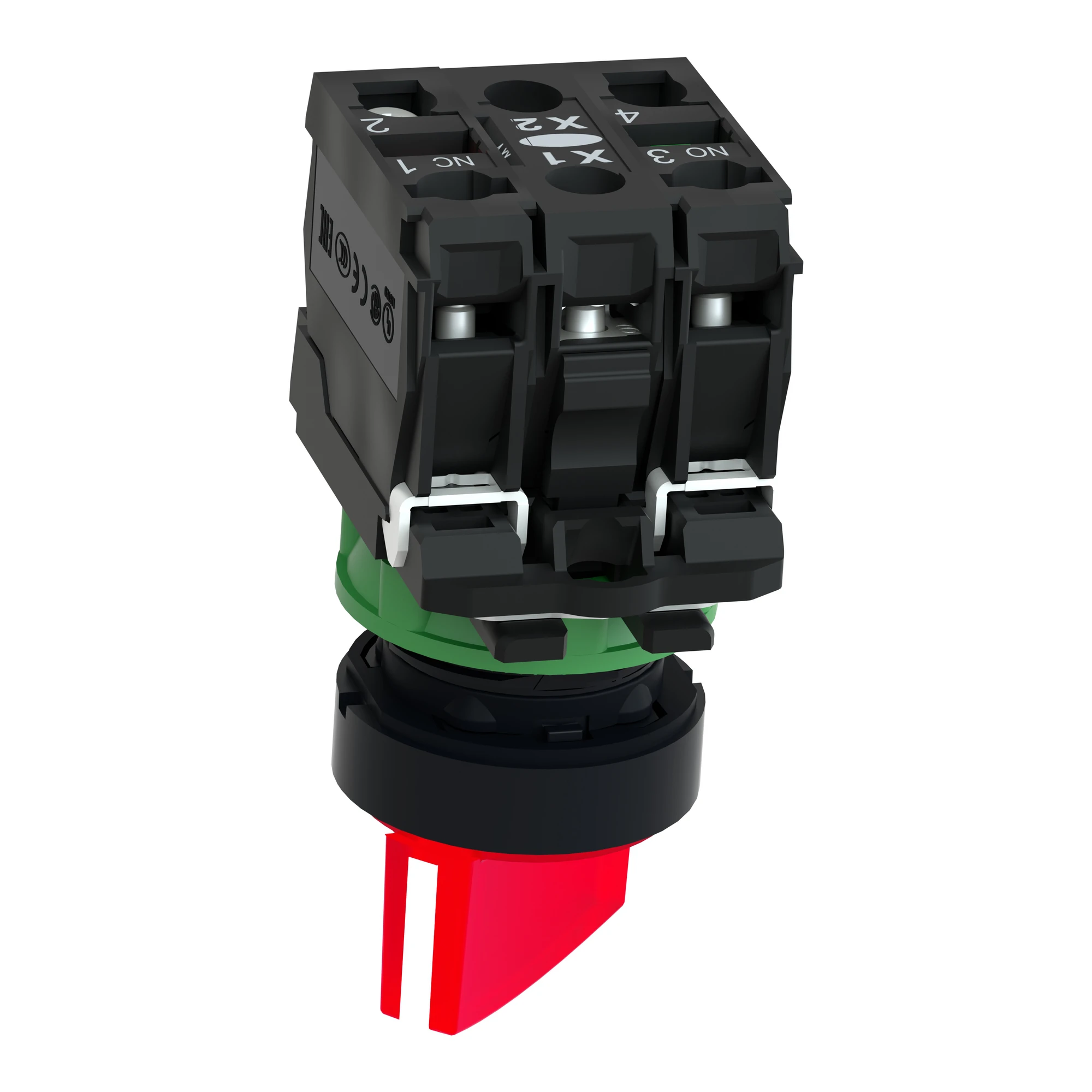 Schneider Electric XB5AK124M5 Illuminated selector switch, Harmony XB5, plastic, red, 22mm, universal LED, 2 positions, 1NC + 1NO, 230-240V AC (img_007) Schneider Electric XB5AK124M5 Illuminated selector switch, Harmony XB5, plastic, red, 22mm, universal LED, 2 positions, 1NC + 1NO, 230-240V AC (img_007)