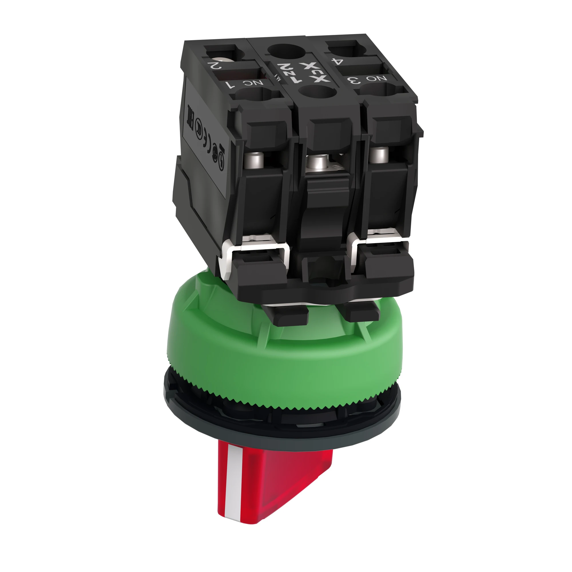 Schneider Electric XB5FK124M5 Illuminated Selector Switch, Harmony XB5F, Plastic, Red, 30mm, Universal LED, 2 Positions, 1NO + 1NC, 230-240V AC (img_006)