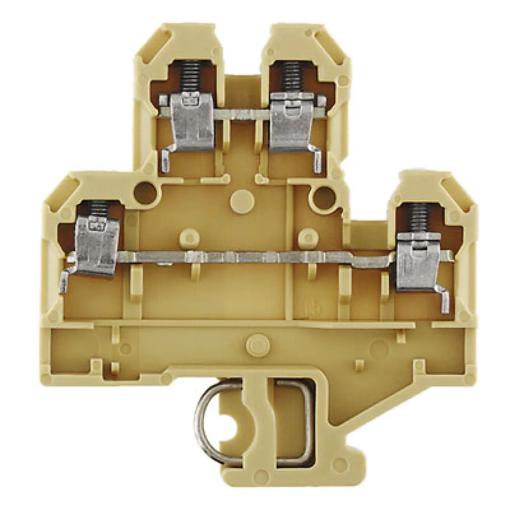 Weidmüller 0590060000 Multi-tier modular terminal, Screw connection, beige / yellow, 4 mm², 500 V, 400 V, Number of connections: 4, Number of levels: 2, TS 32, V-2, PA 66 (img_001)