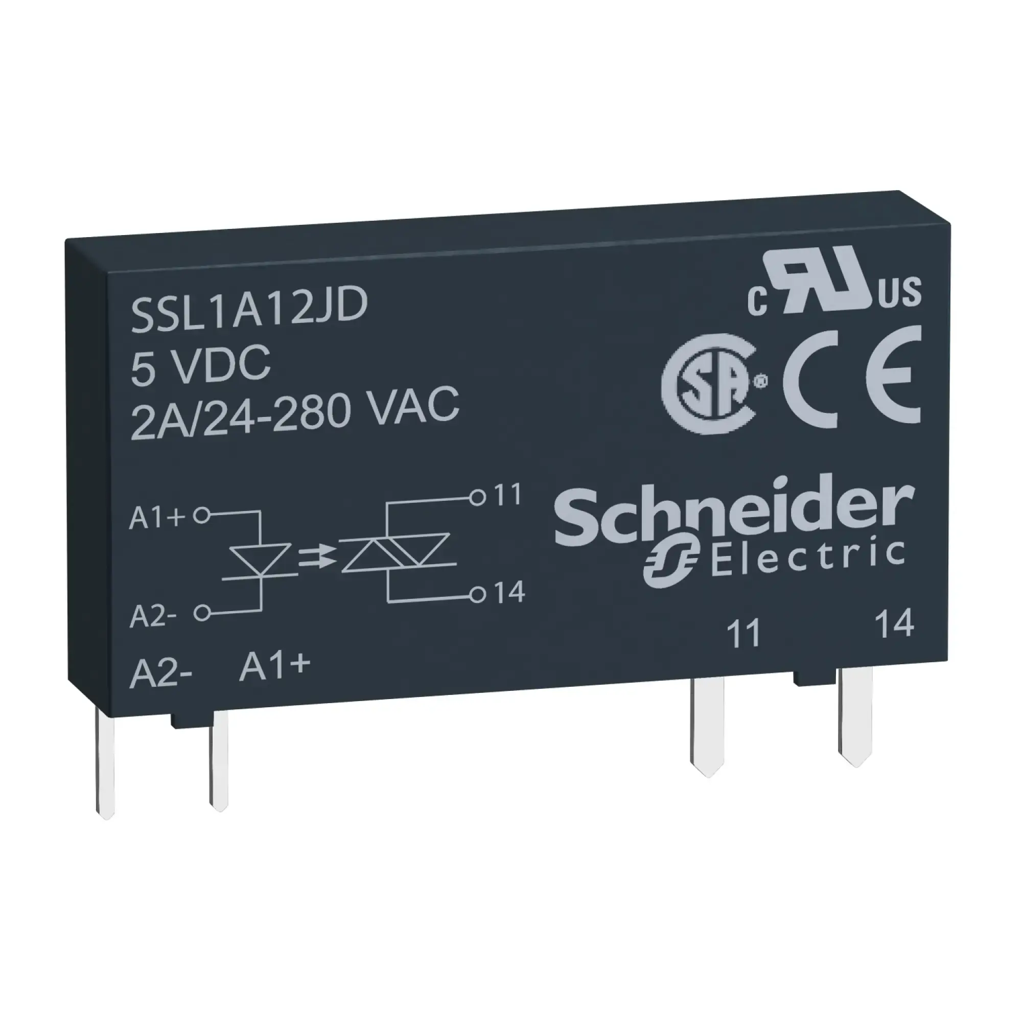Schneider Electric SSL1A12JD Semiconductor relay, pluggable, Input: 3-12 VDC, Output: 24-280 VAC, 2 A, zero voltage switching (img_006)