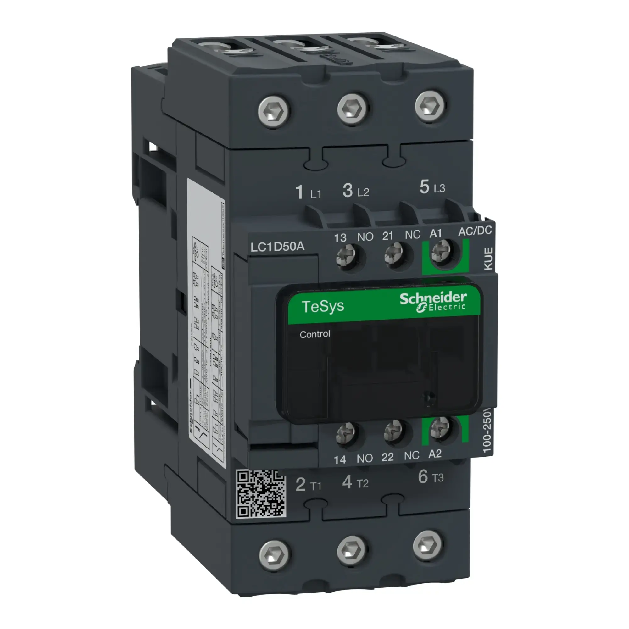 Schneider Electric LC1D50AKUE Power contactor LC1D 3p, +1NO+1NC, 22 kW, 50 A, 400 V AC3, Coil 100-250 V AC/DC (img_002)