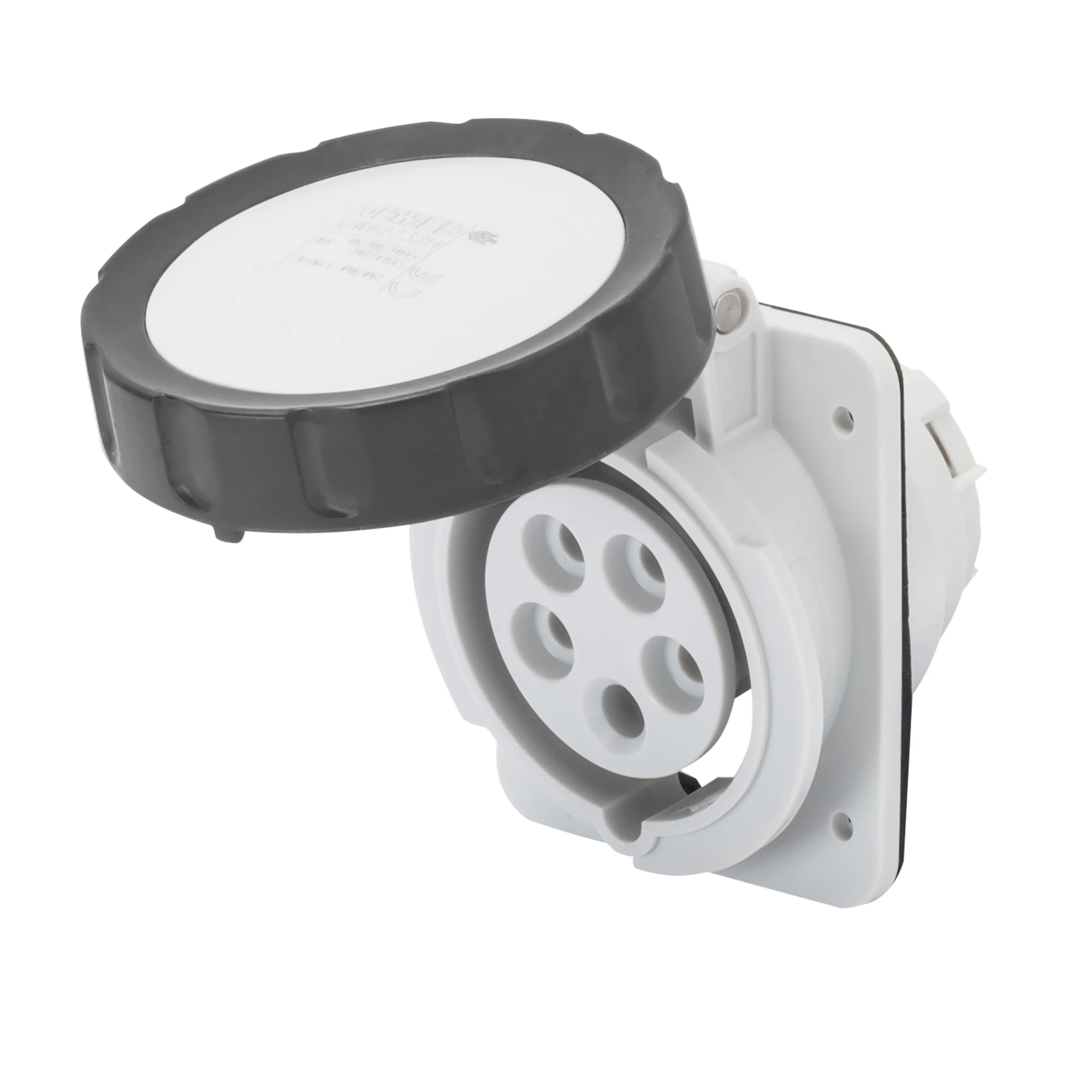 GEWISS GW62245H 10° ANGLED FLUSH-MOUNTING SOCKET-OUTLET HP - IP66/IP67 - 3P+N+E 32A 480-500V 50/60HZ - BLACK - 7H - SCREW WIRING (img_001)