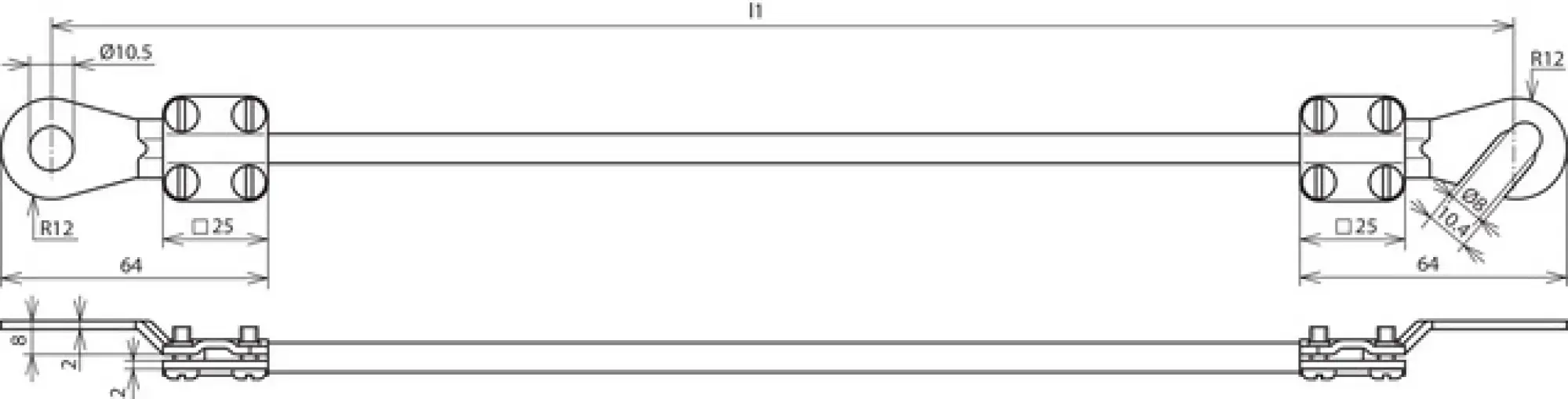 Dehn 410407 Earthing cable 10mm² / L 0.6m black w. 1 open cable lug (D) M10 a.(B) M8/M10 Supply No. 6150-12-198-7027 (img_002) Dehn 410407 Earthing cable 10mm² / L 0.6m black w. 1 open cable lug (D) M10 a.(B) M8/M10 Supply No. 6150-12-198-7027 (img_002)
