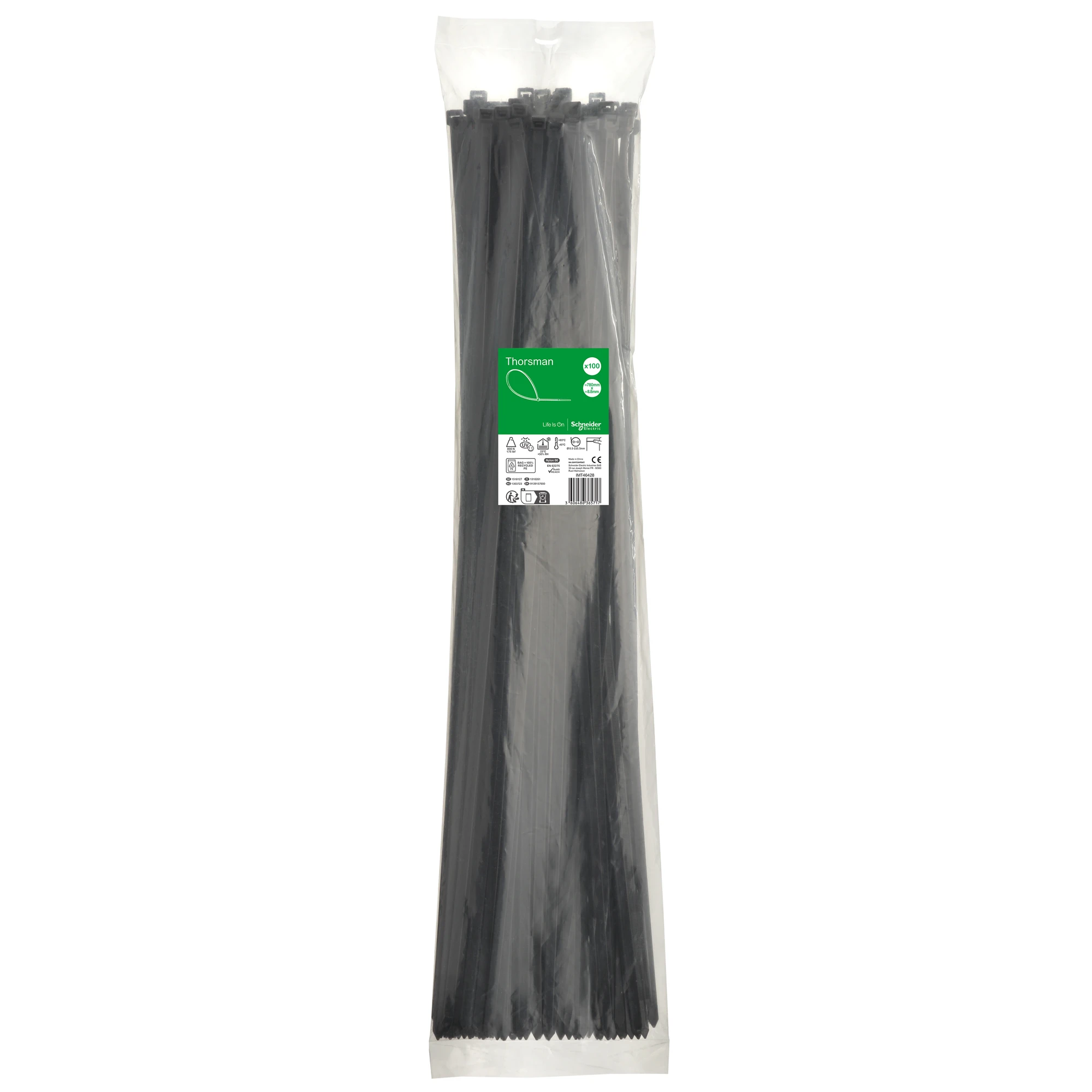 Schneider Electric IMT46428 Thorsman Cable Tie, Dimension: 780X8.8 mm, PCK=100 Pieces Color black (img_001)