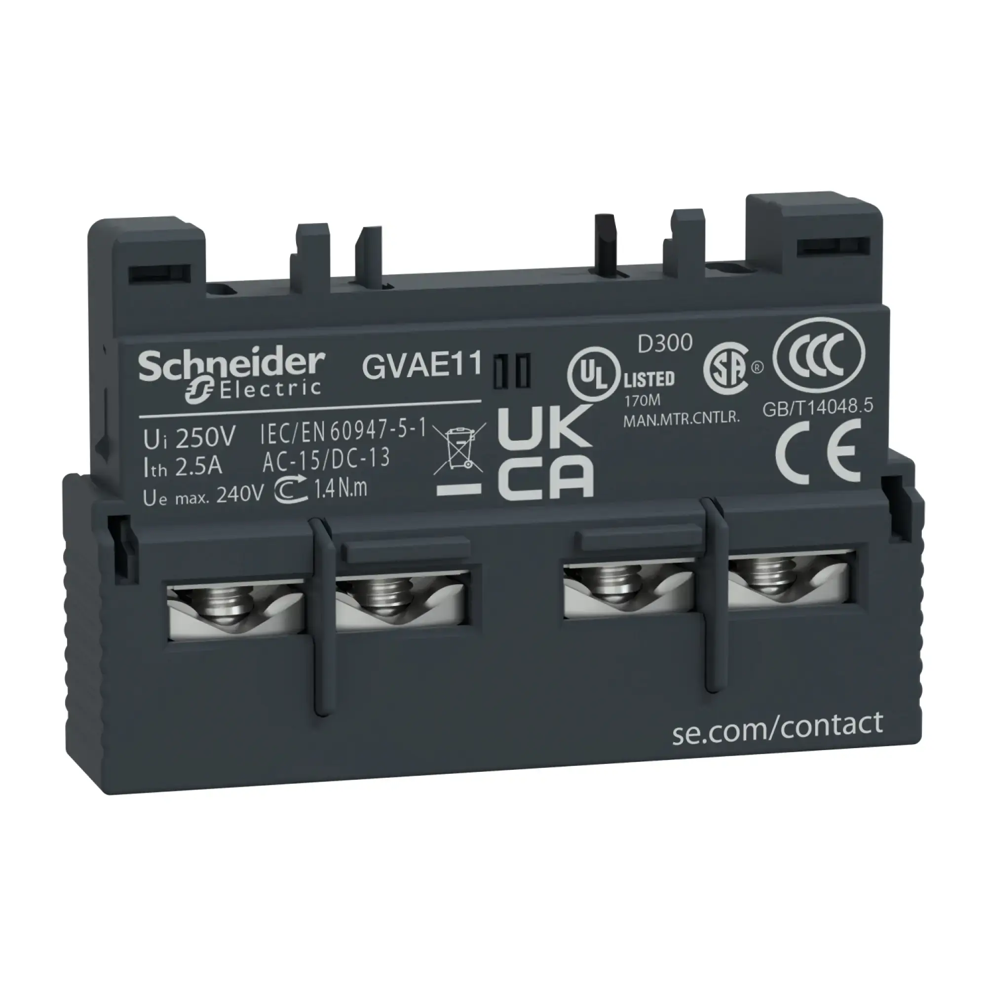 Schneider Electric GVAE11 Auxiliary switch, 1NO+1NC, Front (img_006)