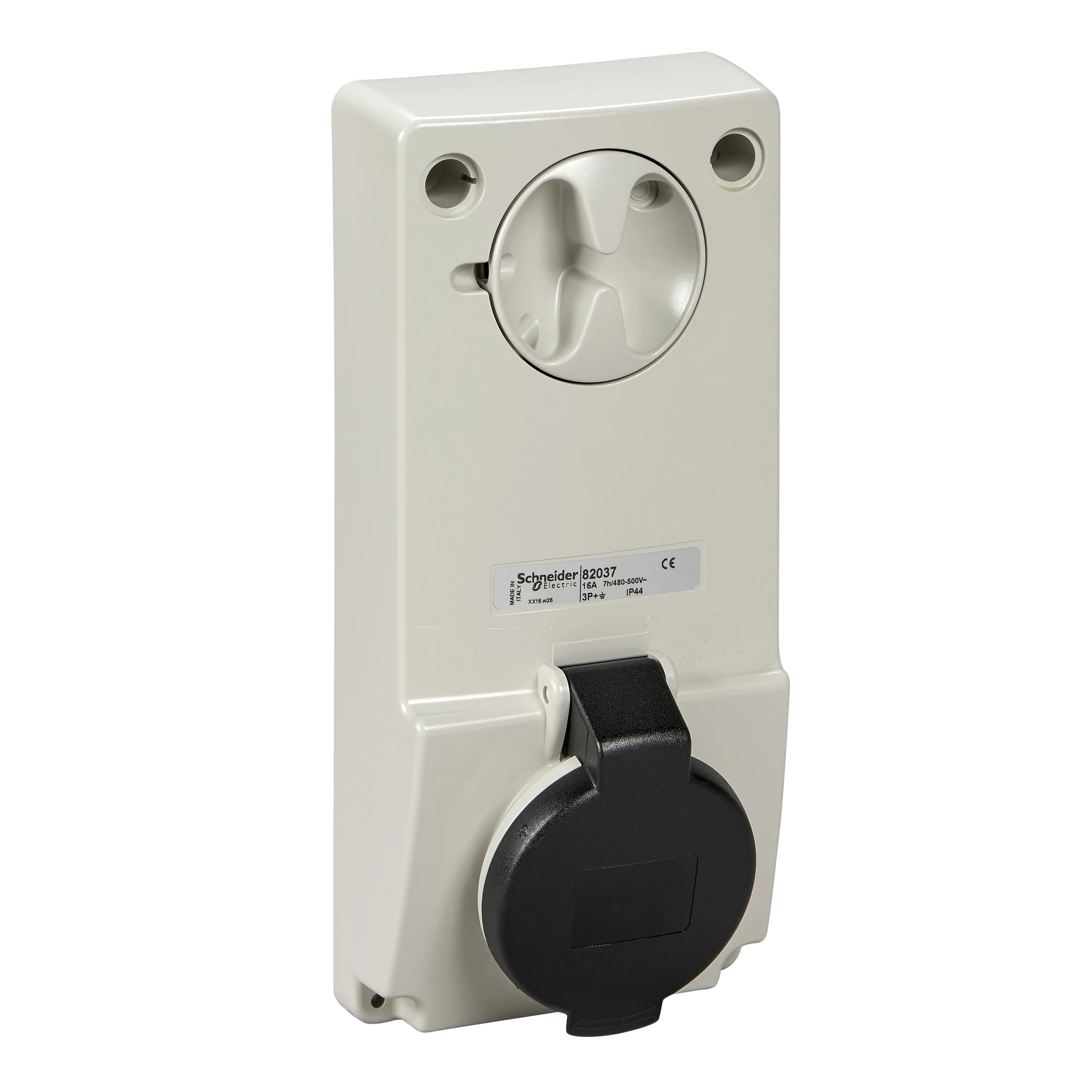 Schneider Electric 82037 Surface-mounted locking socket, 16A, 3p+E, 480-500 V AC, IP44 (img_001) Schneider Electric 82037 Surface-mounted locking socket, 16A, 3p+E, 480-500 V AC, IP44 (img_001)