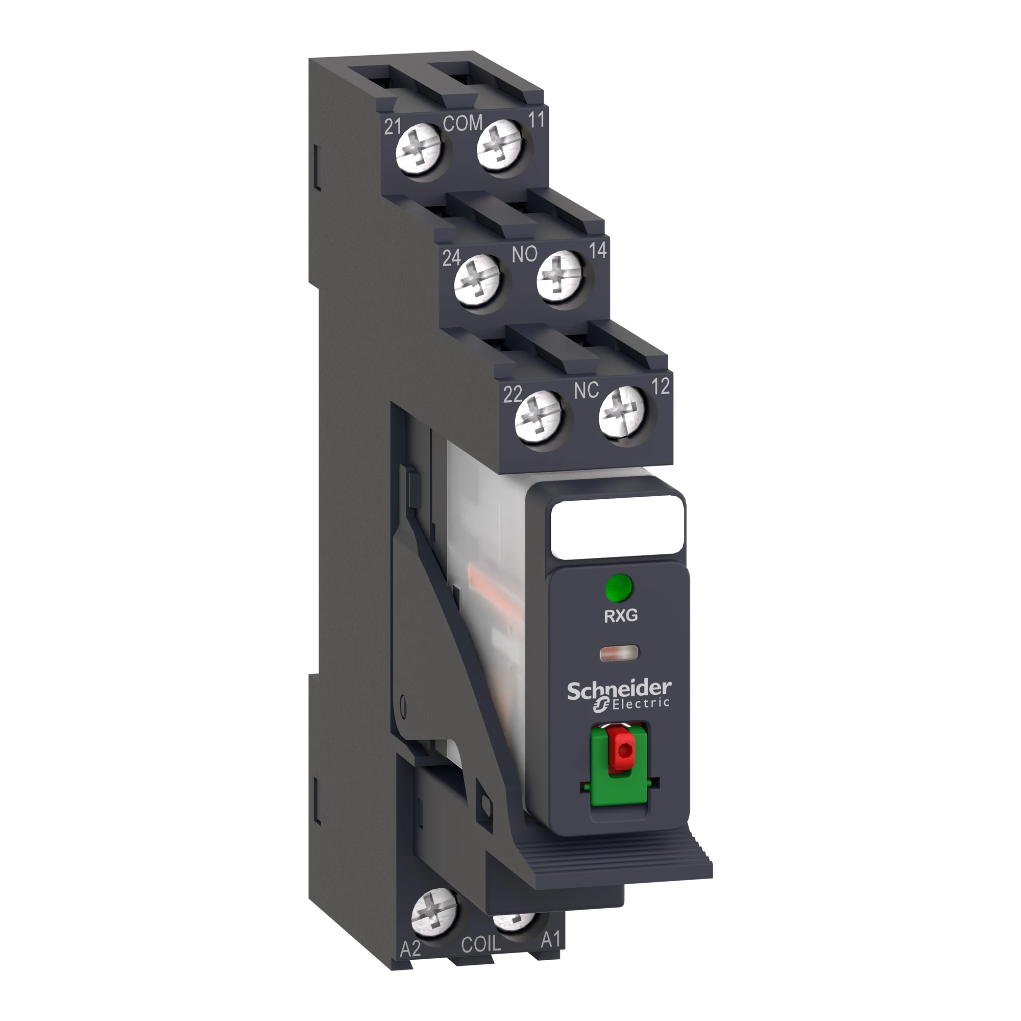 Schneider Electric RXG22P7PV Interface relay 2W 5A 230VAC LED test button base bracket varistor mounted (img_001)