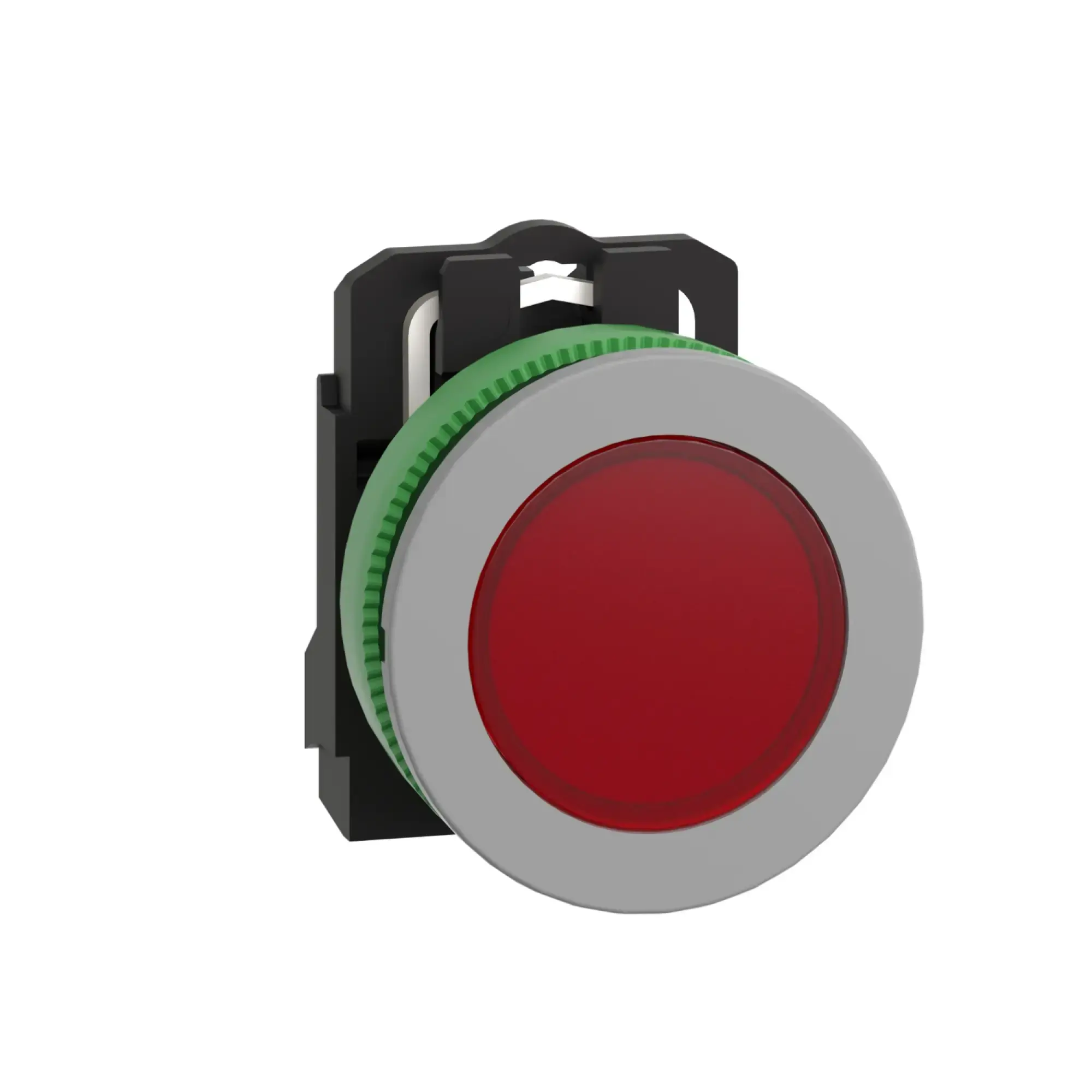 Schneider Electric XB5FVM4C0 Pilot Light, Harmony XB5F, Plastic, Antimicrobial, Light Grey, Red, 30mm, Universal LED, Smooth Dome, 230-240V AC (img_001)