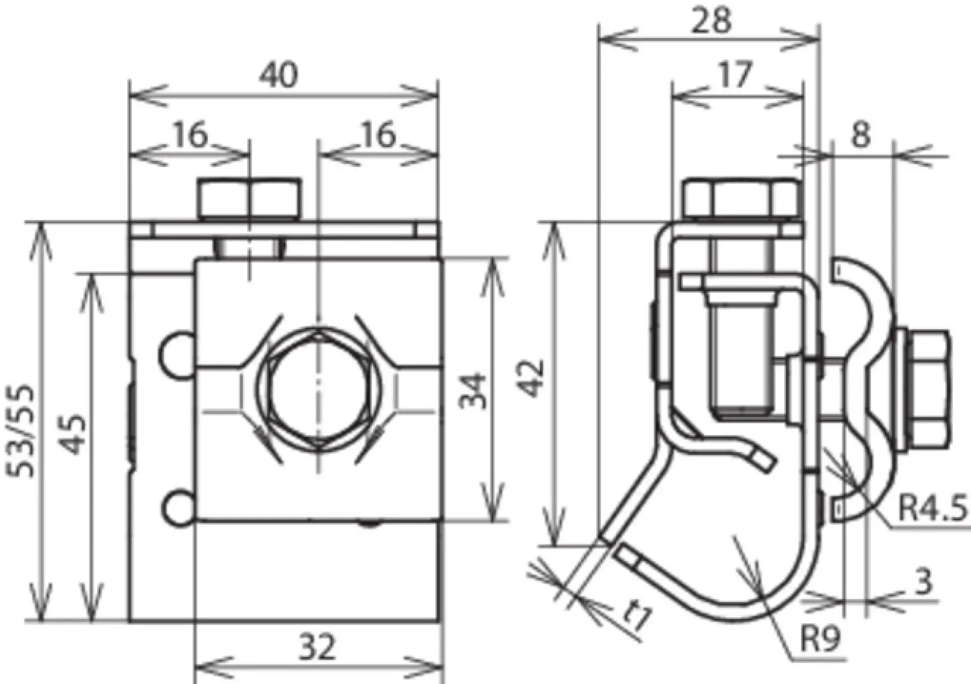 Dehn 339051 Gutter clamp Al f. bead 16-22mm with double cleat f. Rd 8-10mm (img_002) Dehn 339051 Gutter clamp Al f. bead 16-22mm with double cleat f. Rd 8-10mm (img_002)