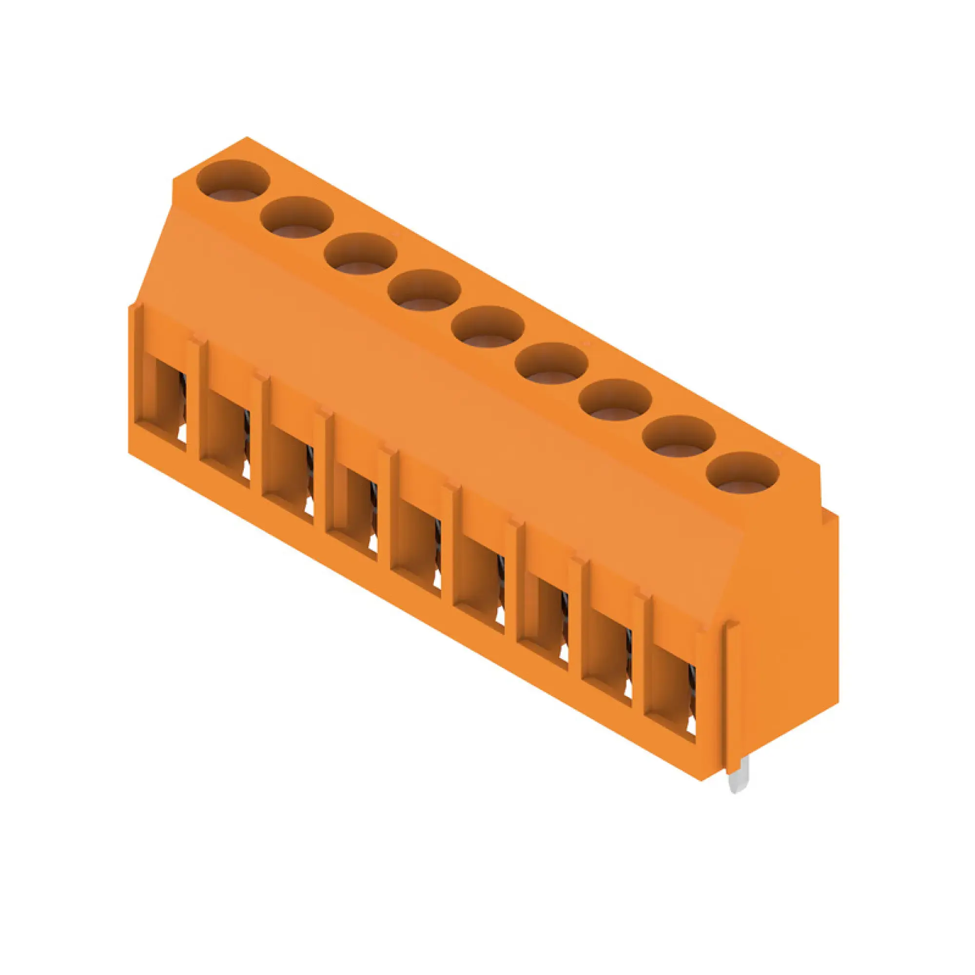 Weidmüller 2567160000 PCB terminal, 320 V, 32.5 A, Pitch in mm: 5.08, 6 mm², Number of poles: 9, Clamping yoke connection, THT solder connection, 90°, Box (img_001)