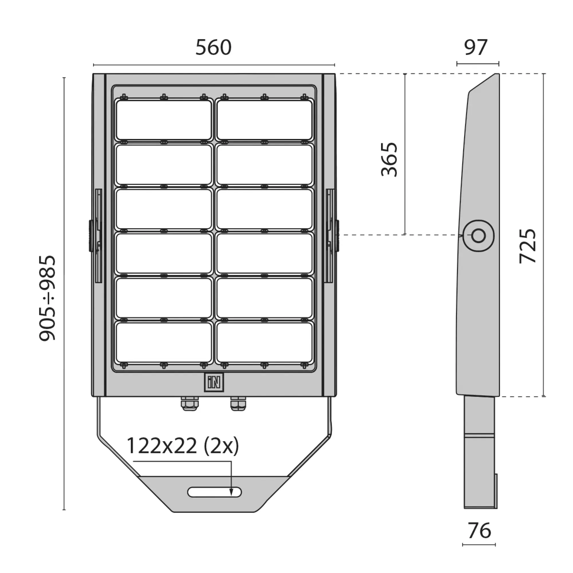 Performance iN Lighting 3119518 LED-Flutlichtleuchte 4000K 558W statisch 2CH ellipsenförmige Optik 3119518 (img_003)