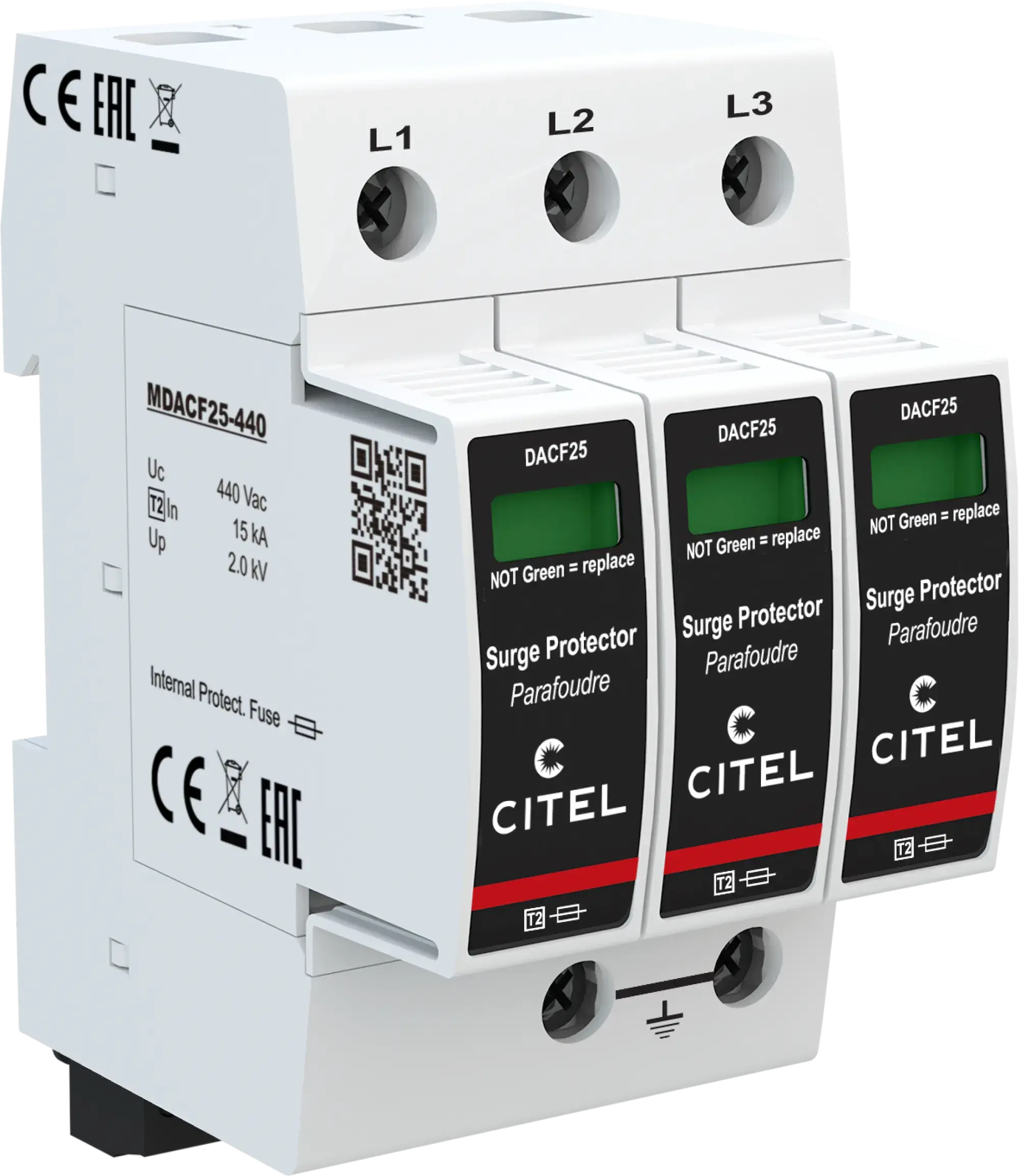 Citel 821410423 Überspannungsschutz 3-polig Typ 2 für 400 V Netze, mit integrierter Sicherung (img_001) Citel 821410423 Überspannungsschutz 3-polig Typ 2 für 400 V Netze, mit integrierter Sicherung (img_001)