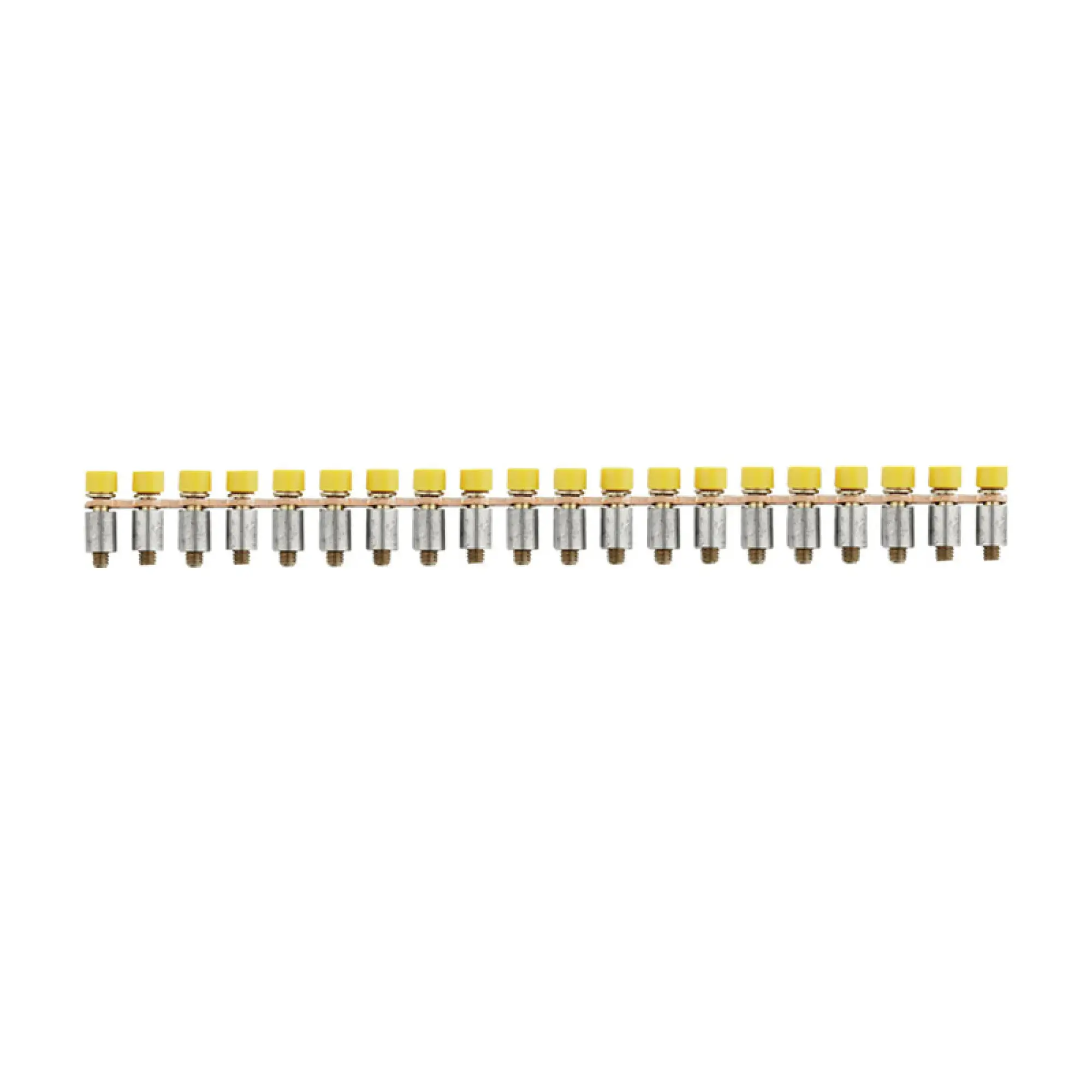 Weidmüller 1074200000 Cross-connector (terminal), when screwed in, yellow, 24 A, Number of poles: 20, Pitch in mm: 6.10, Insulated: Yes, Width: 4 mm (img_001)