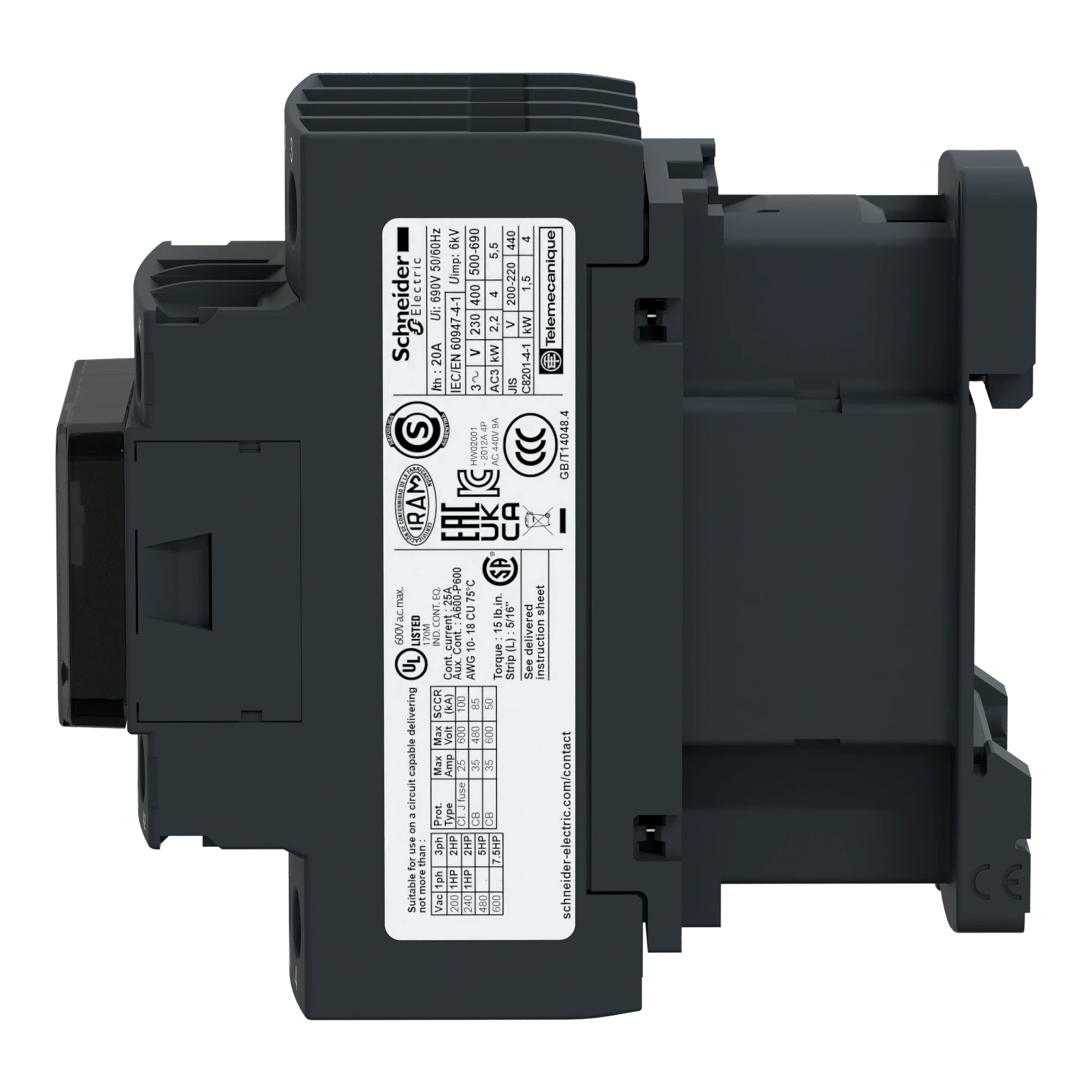 Schneider Electric LC1D128U7 Power contactor LC1D 4p, +1NO+1NC, coil 240 V AC (img_004)