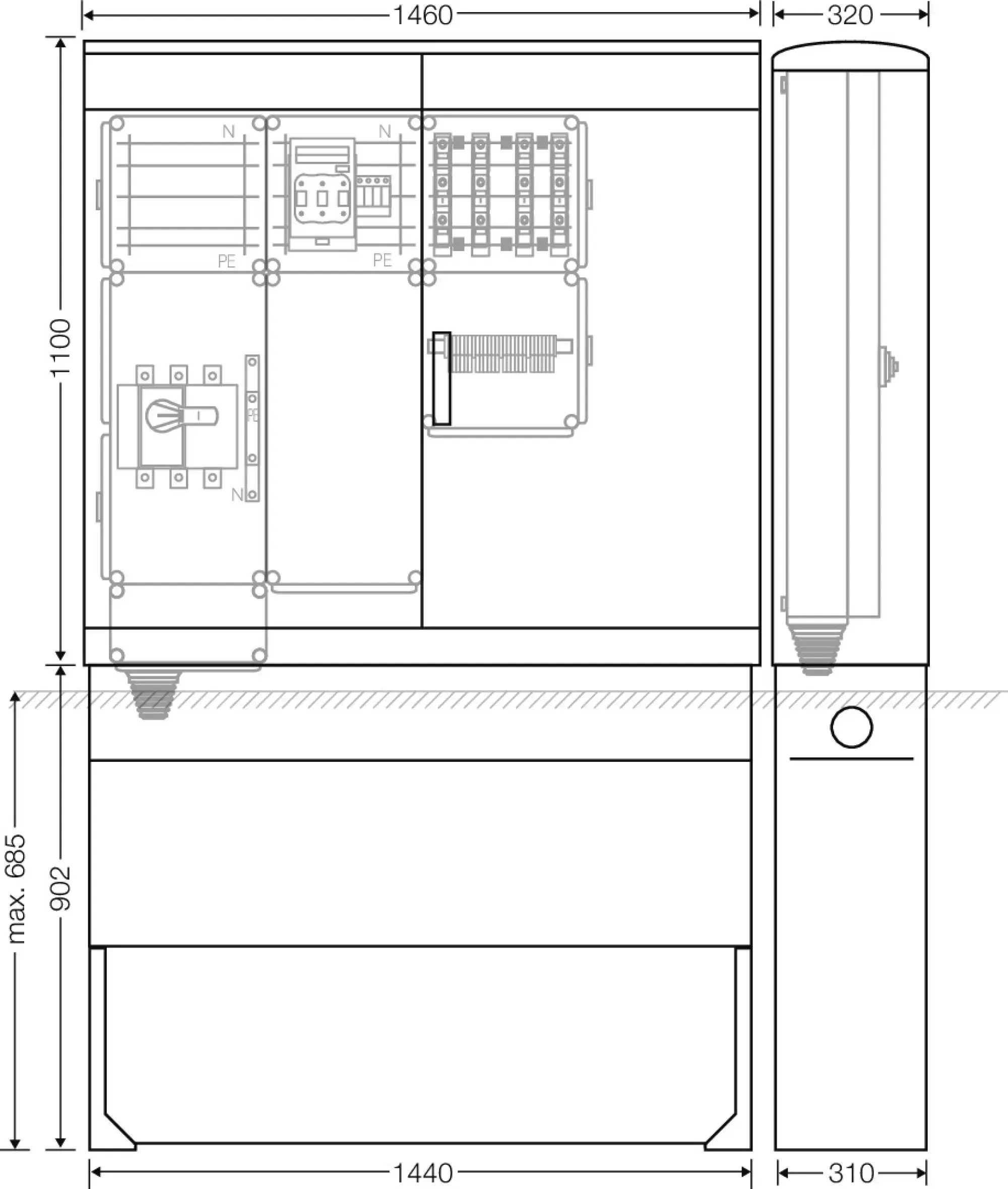 Hensel 65000151 Ladeverteiler für bis zu 4 Ladepunkte à 22kW Mi EV 22kW 4011 (img_002)