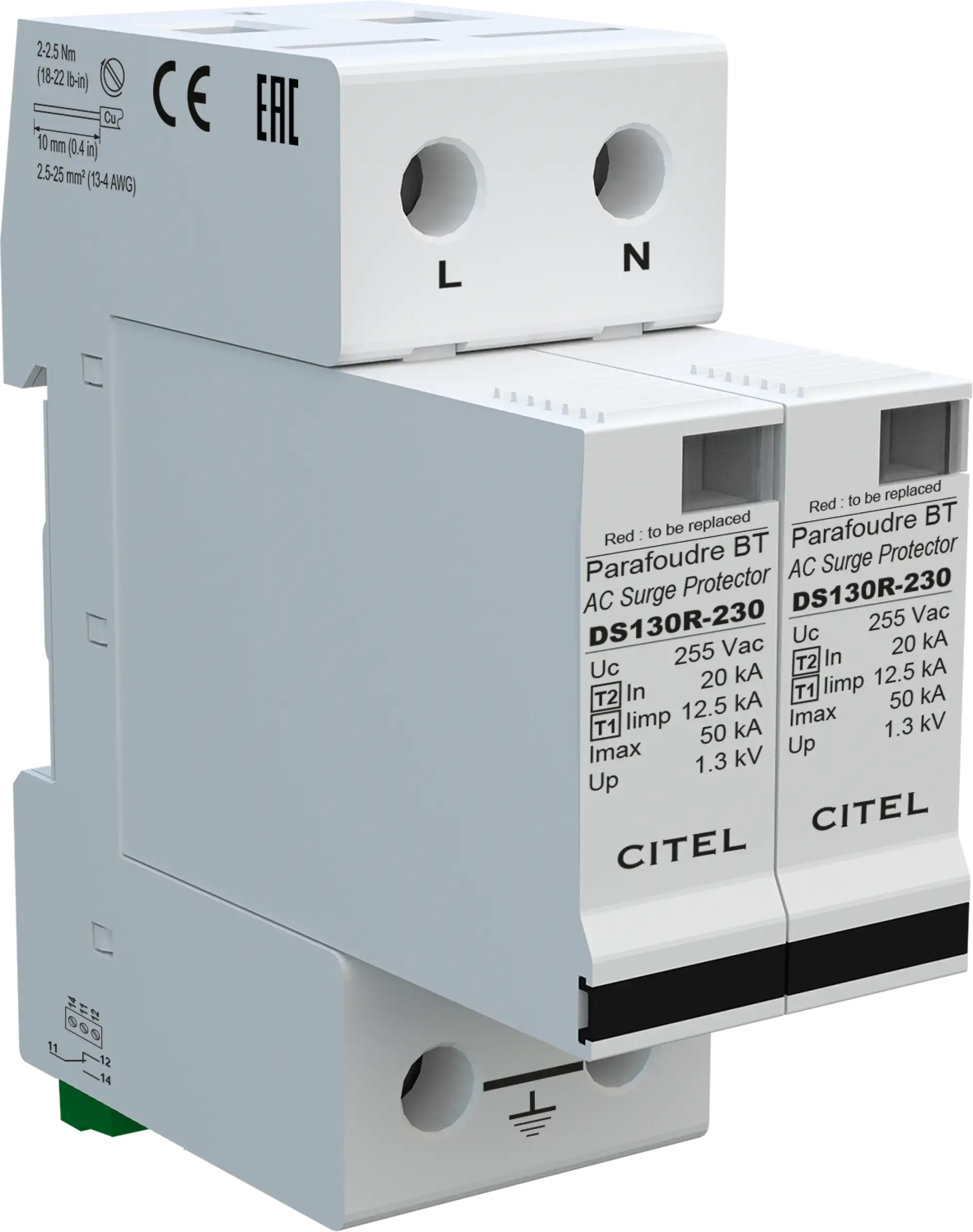 Citel 571512 Kombi-Ableiter 2-polig Typ 1+2 für 230/400 V TN Netze (img_001)