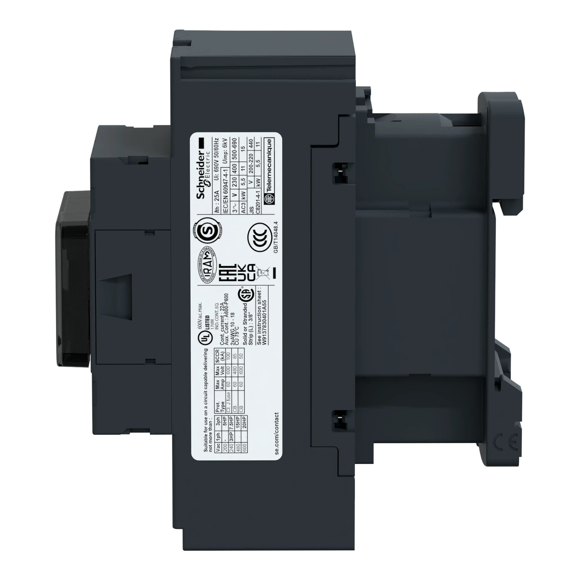 Schneider Electric LC1D253B7 Power contactor LC1D 3p, +1NO+1NC, 11 kW, 25 A, 400 V AC3, coil 24 V AC (img_005)