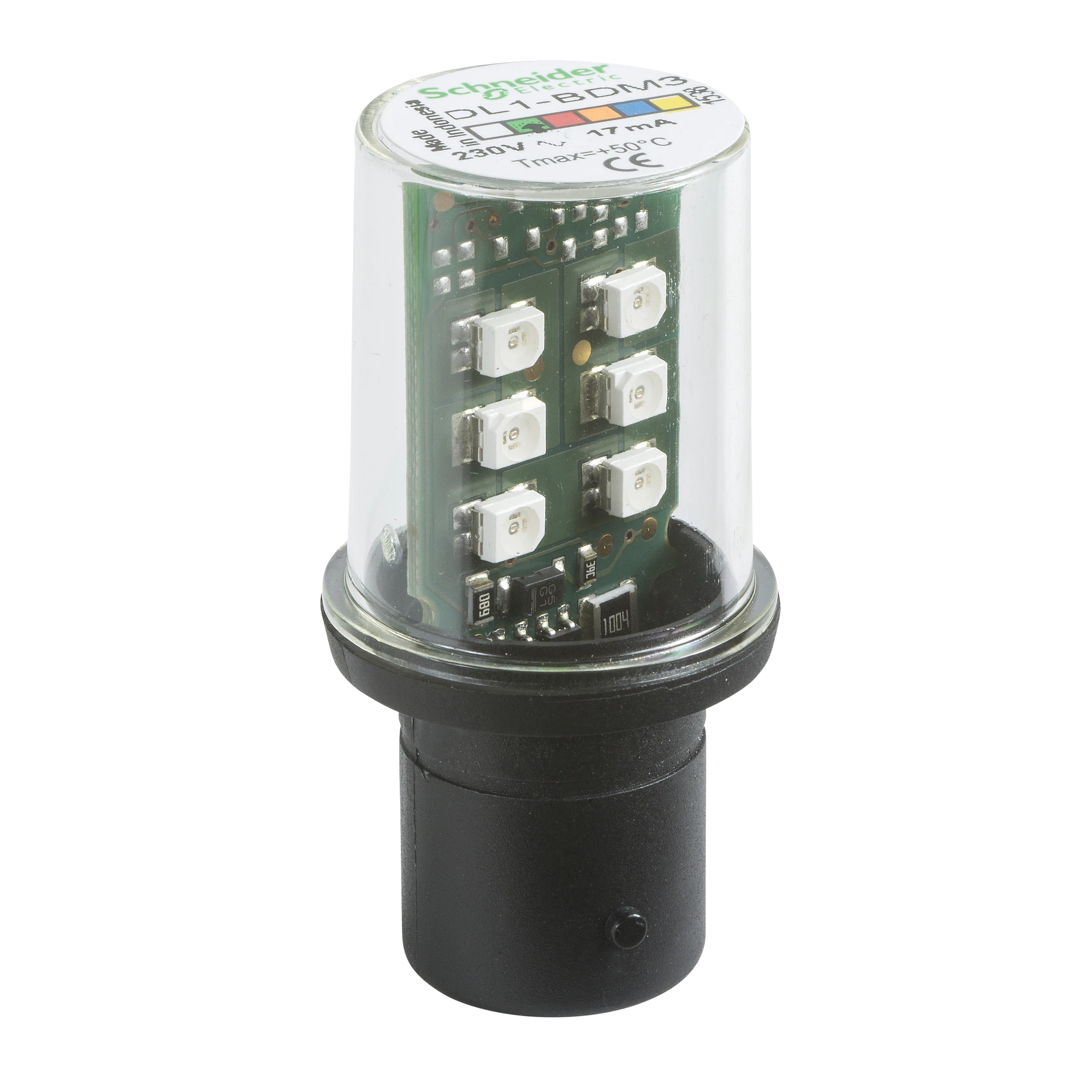 Schneider Electric DL1BDM3 LED lamp, green for command and signaling devices, BA 15d, 230V (img_001)