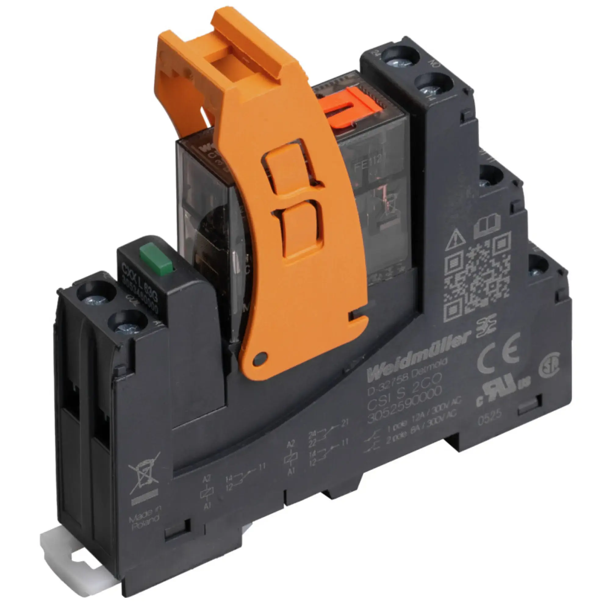 Weidmüller 3137550000 Relay module, 230 V AC +10 % / -20 %, Green LED, 2 CO contact (AgNi) , 250 V AC, 8 A, Screw connection CRIKIT S 230VAC 2CO L/PB (img_001)