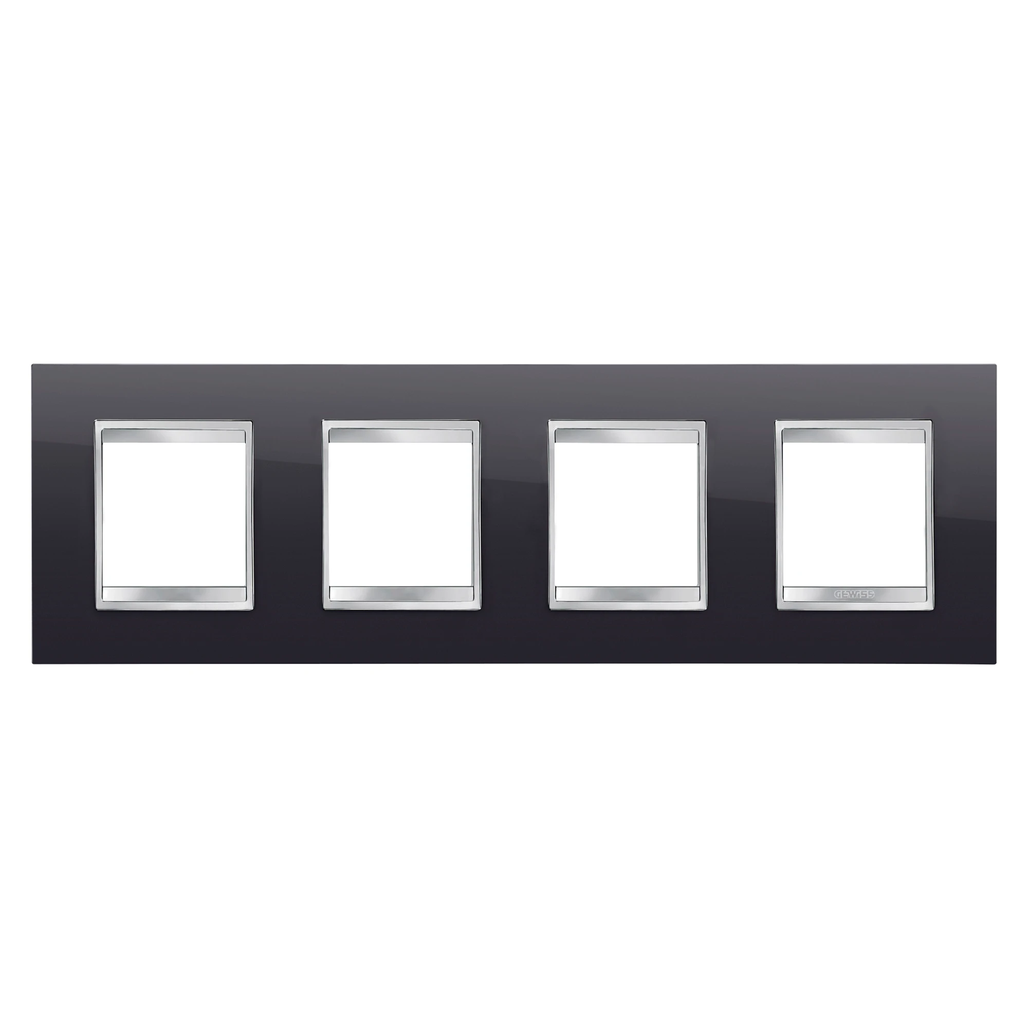 GEWISS GW16228TN LUX INTERNATIONAL PLATE - IN TECHNOPOLYMER - 2+2+2+2 MODULES HORIZONTAL - TONER BLACK - CHORUSMART (img_001)