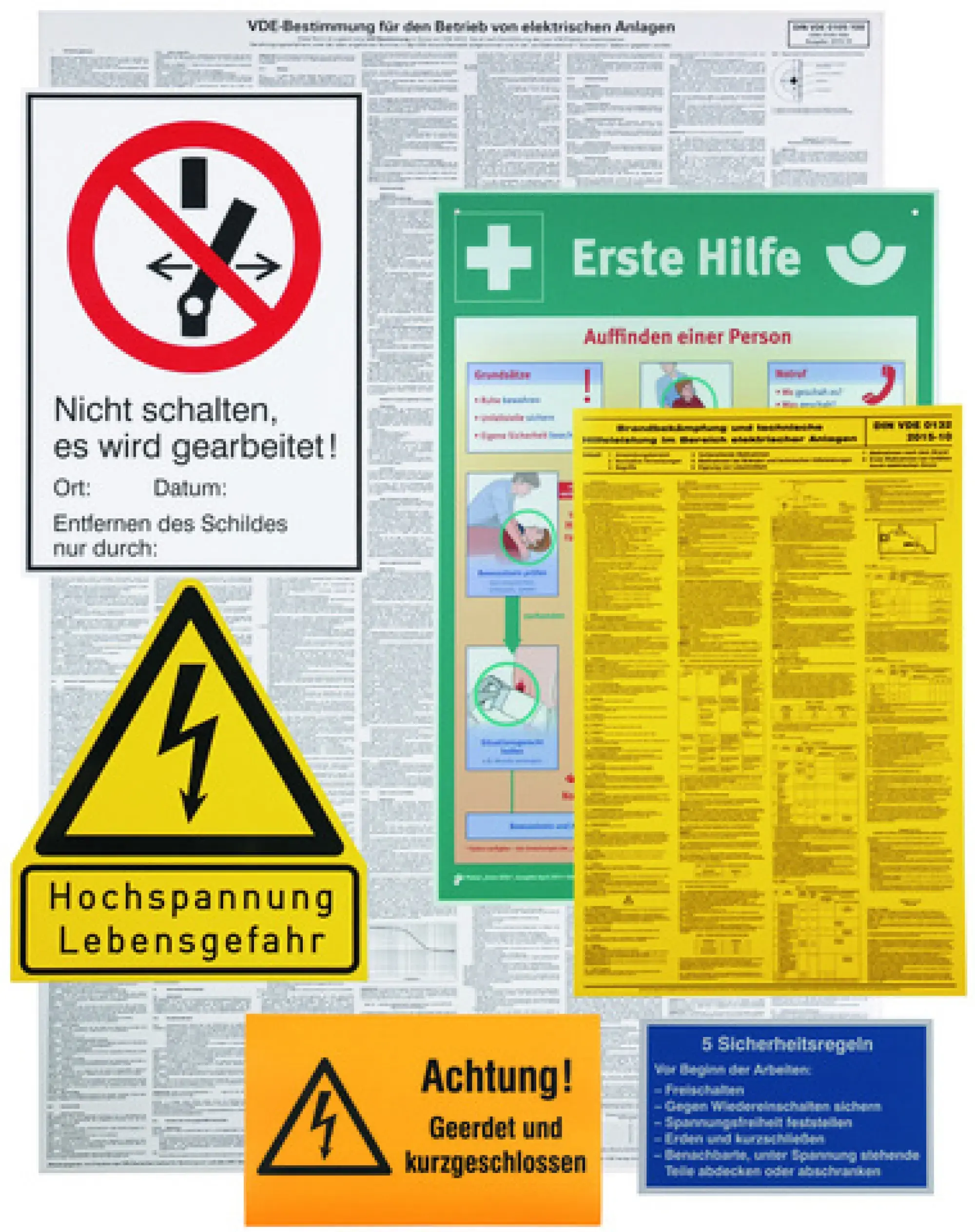 Dehn 700050 Set of warning signs, german language plastic, for electrical installations (img_003)
