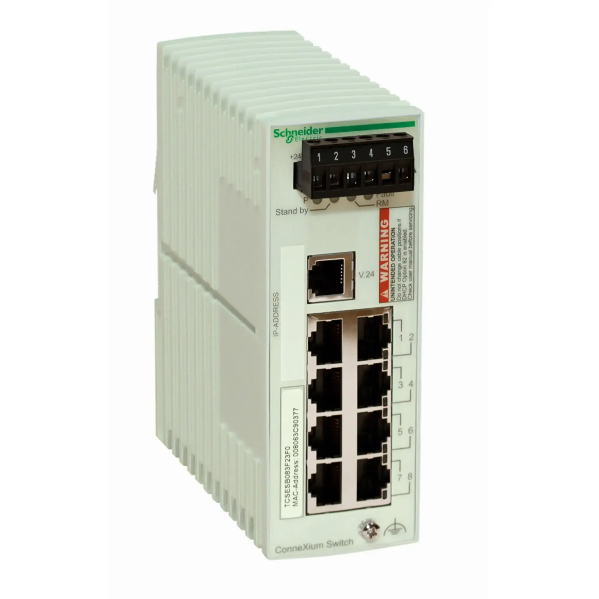 Schneider Electric TCSESB083F23F0 ConneXium Basic Managed Switch - 8 Ports for Copper (8TX 10/100 Mbps) (img_002) Schneider Electric TCSESB083F23F0 ConneXium Basic Managed Switch - 8 Ports for Copper (8TX 10/100 Mbps) (img_002)
