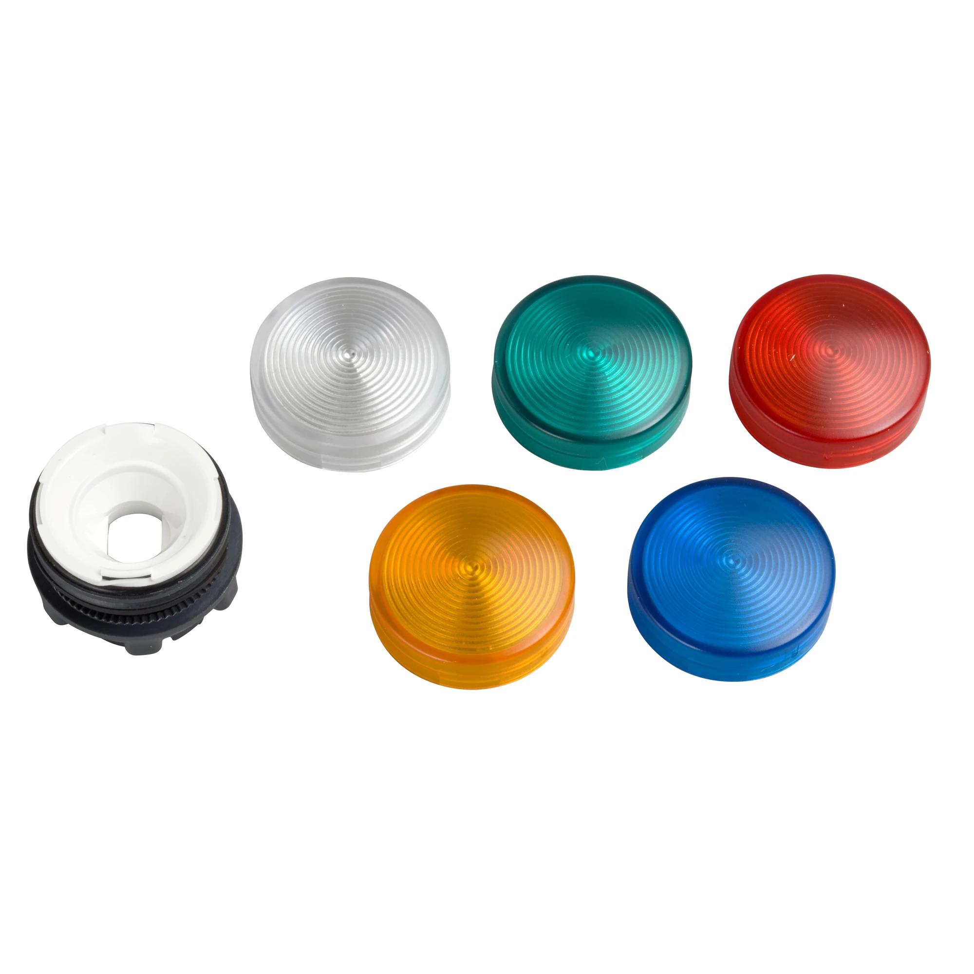 Schneider Electric ZB5AV003S Indicator light, front element, Harmony XB5, plastic, 22mm, 5 colored domes, for universal LED, ribbed dome (img_001)