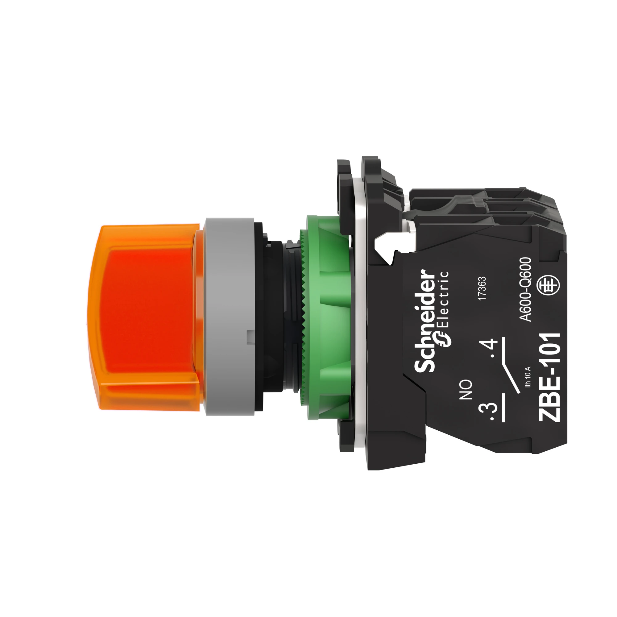 Schneider Electric XB5AK125G5C0 Illuminated selector switch, Harmony XB5, plastic, light grey, orange, 22mm, universal LED, 2 positions, 1NC + 1NO, 110-120V AC (img_006)