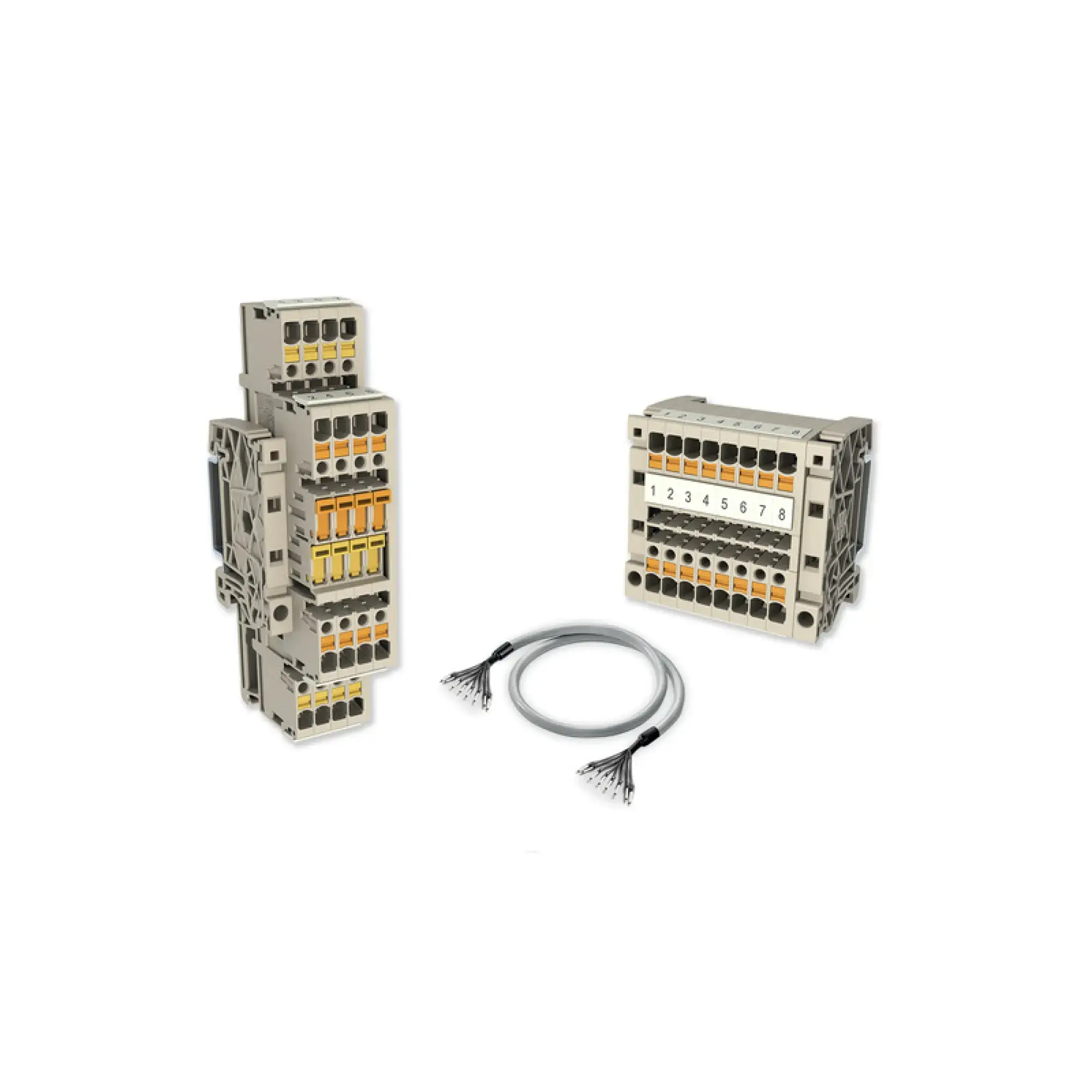 Weidmüller 8000164354 Test-disconnect terminal, PUSH IN, dark beige, 2.5 mm², 16 A, 400 V, Number of connections: 4, Number of levels: 2 14A-SET-KLEMMBLOECKE+KABEL-TMZ (img_001)