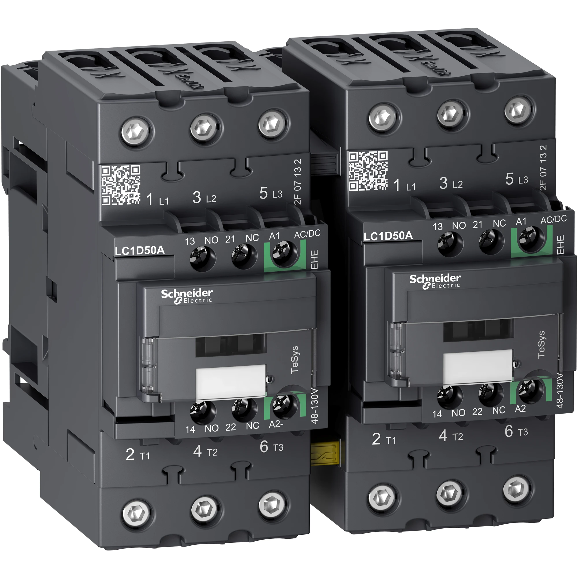Schneider Electric LC2D50AEHE Reversing Contactor Combination, 3p+1NO+1NC, 30kW/400V/AC3, 50A, Coil 48 - 130V AC/DC (img_001) Schneider Electric LC2D50AEHE Reversing Contactor Combination, 3p+1NO+1NC, 30kW/400V/AC3, 50A, Coil 48 - 130V AC/DC (img_001)