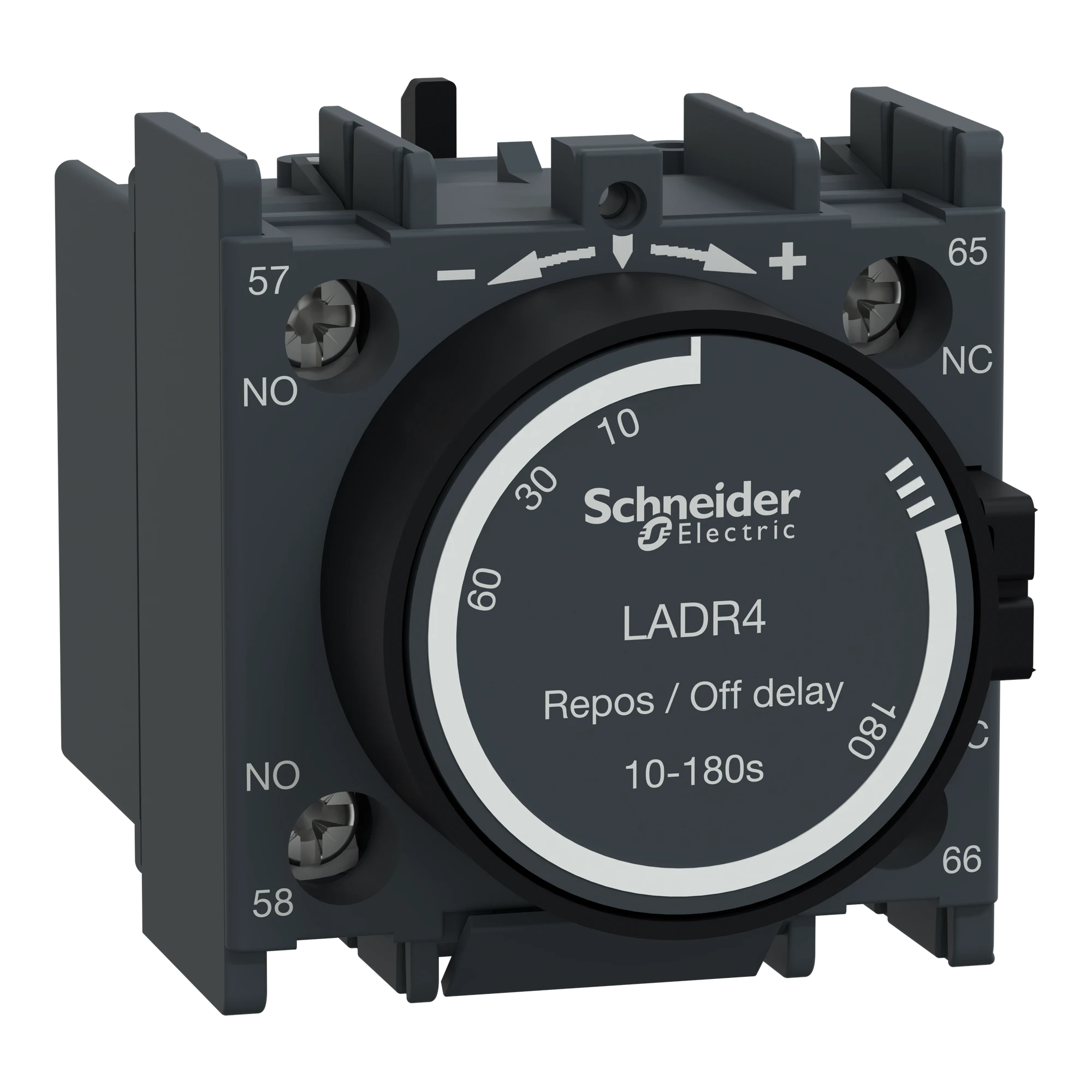 Schneider Electric LADR4 Time block, delay return, 1NO+1NC, 10.00-180.00s, screw connection (img_001) Schneider Electric LADR4 Time block, delay return, 1NO+1NC, 10.00-180.00s, screw connection (img_001)