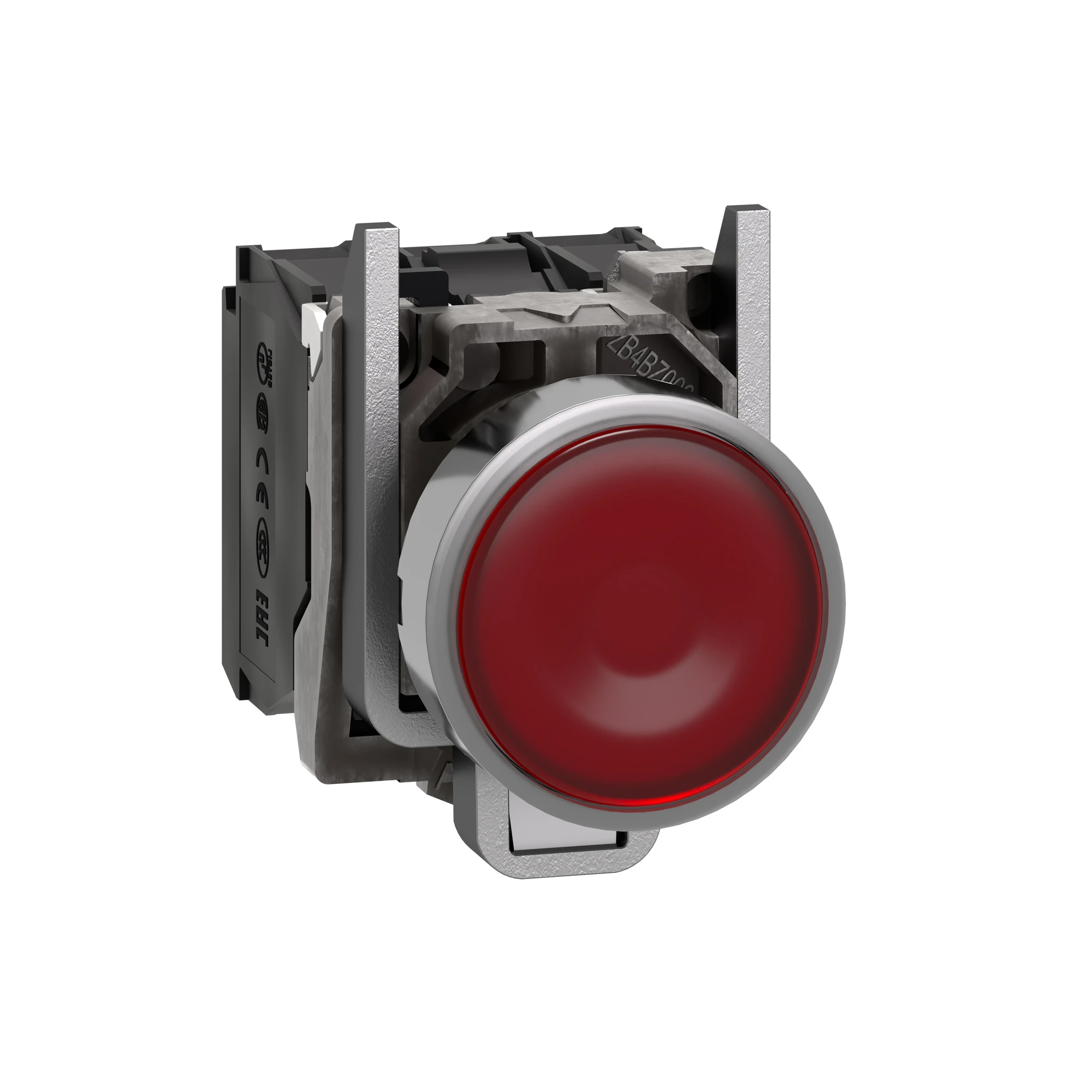 Schneider Electric XB4BW34G5 Illuminated push button, Harmony XB4, metal, 22mm, red, unlabelled, universal LED, smooth dome, 1NC+1NO, 110-120V AC (img_001)