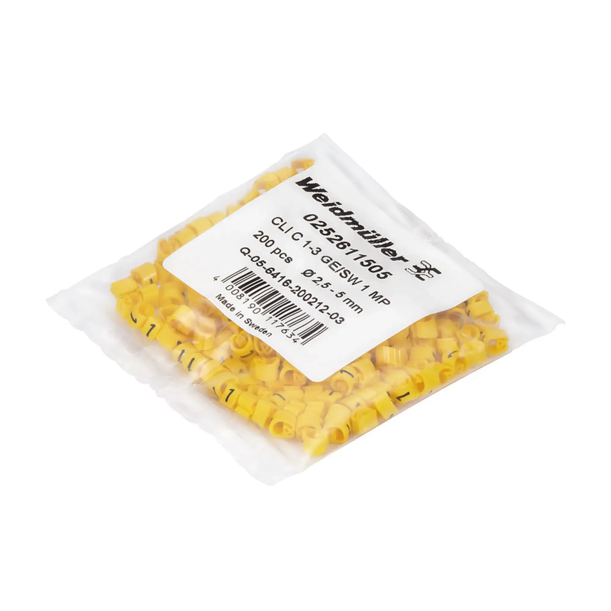 Weidmüller 0252111653 Cable coding system, yellow, Conductor O.D.:1.3 - 3 mm, Upper-case letters, PVC, soft, without Cadmium, -30...80 °C (img_001)