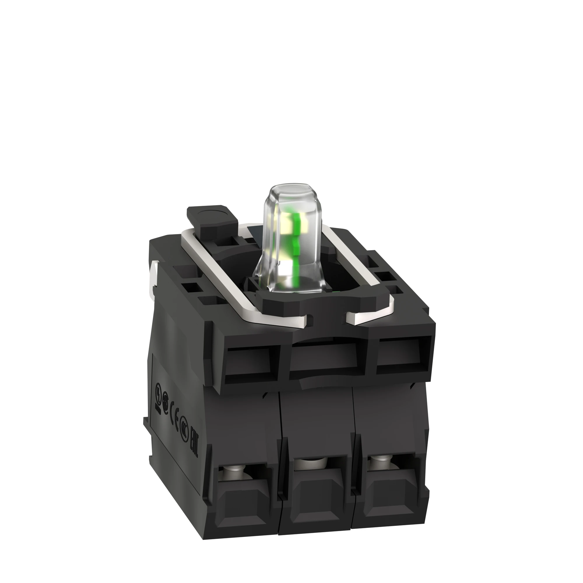 Schneider Electric ZB5AW0M13 Auxiliary Contact Block, Harmony XB5, Plastic, White, Universal LED, with Mounting Flange, 2NO, 230-240V AC (img_004)