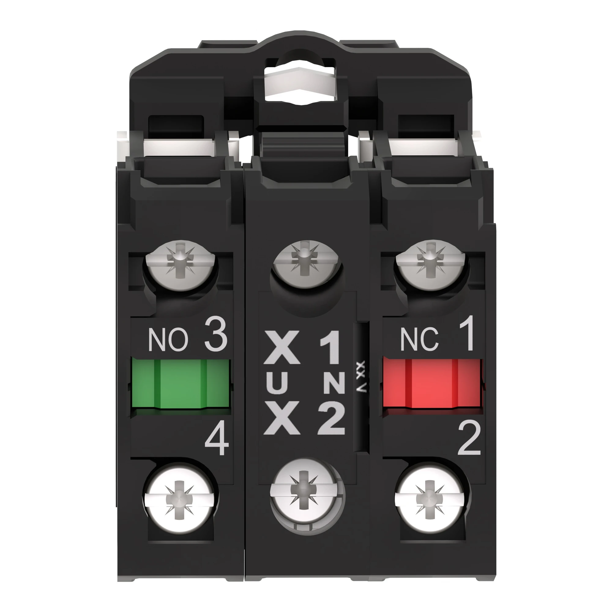 Schneider Electric ZB5AW0B15 Auxiliary Contact Block, Harmony XB5, Plastic, White, Universal LED, with Mounting Flange, 1NO + 1NC, 24V ACDC (img_002) Schneider Electric ZB5AW0B15 Auxiliary Contact Block, Harmony XB5, Plastic, White, Universal LED, with Mounting Flange, 1NO + 1NC, 24V ACDC (img_002)