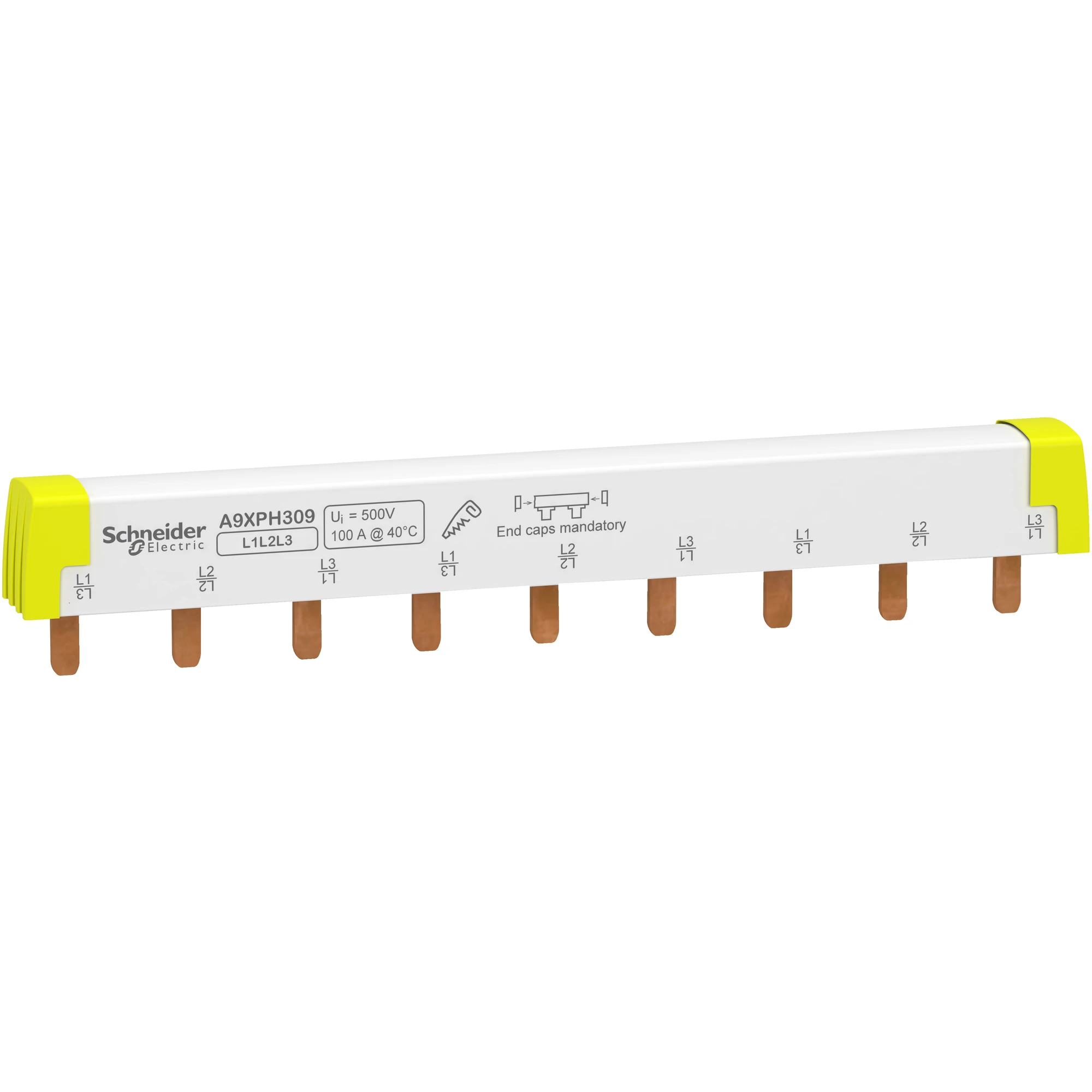 Schneider Electric A9XPH309 Phase busbar web, cuttable, 3P, 9 modules, 100A (img_001)