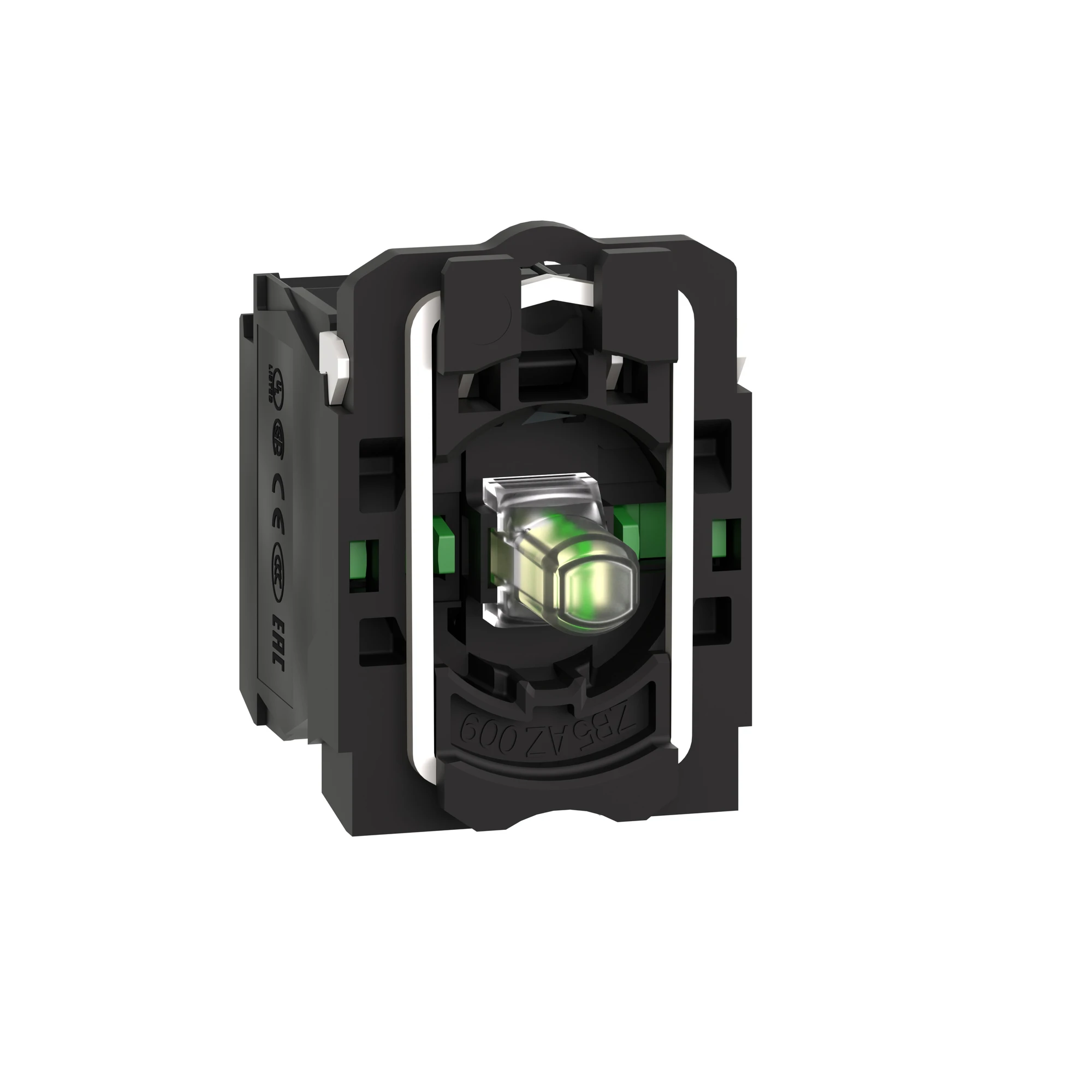 Schneider Electric ZB5AW0M13 Auxiliary Contact Block, Harmony XB5, Plastic, White, Universal LED, with Mounting Flange, 2NO, 230-240V AC (img_003)