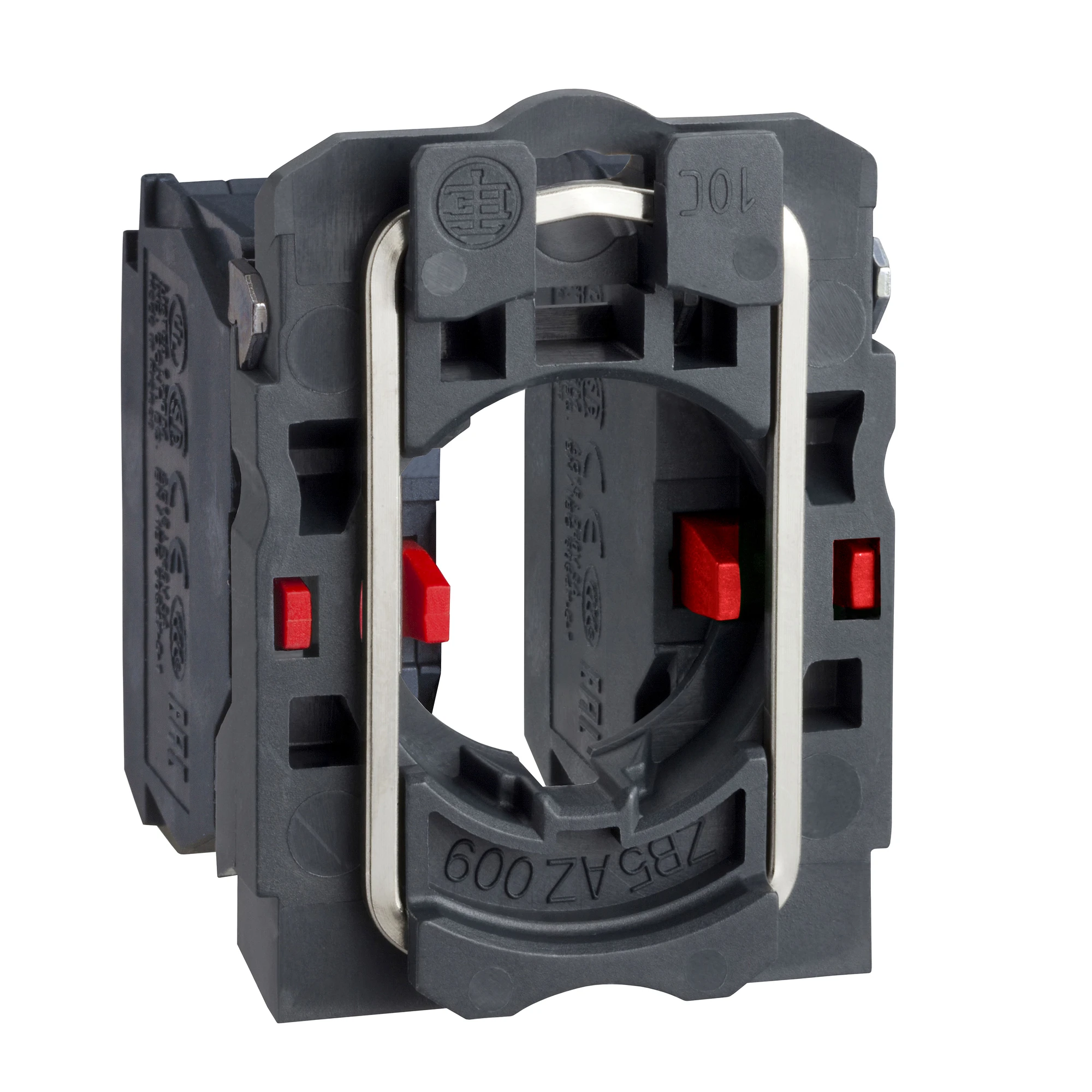Schneider Electric ZB5AZ104 Auxiliary contact block with mounting flange, Harmony XB5, plastic, 22mm, 30mm, 2NC, spring clamp connection (img_001)