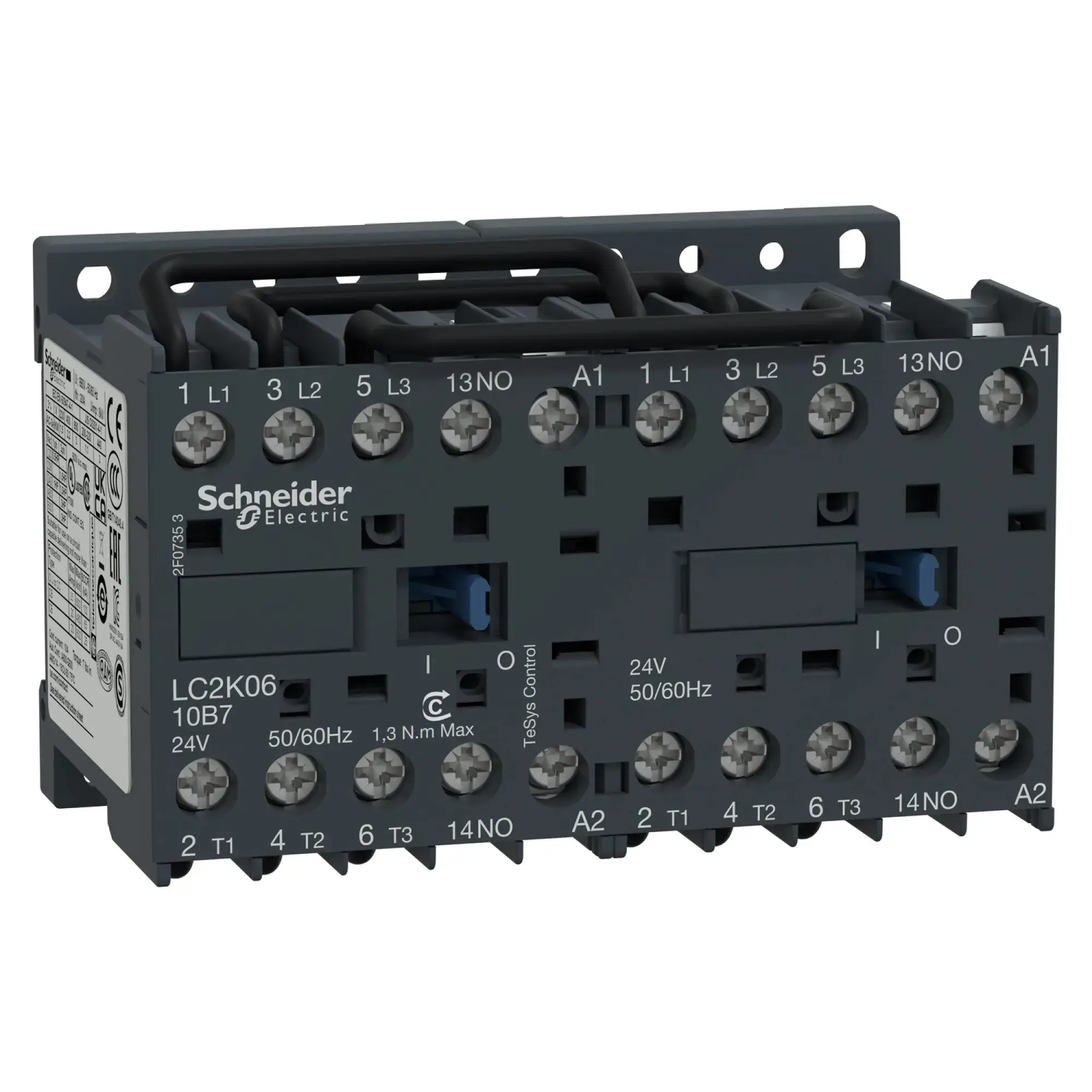 Schneider Electric LC2K0610P7 Reversing Contactor Combination, 3p+1NO, 2.2kW/400V/AC3, 6A, Coil 230V 50/60Hz (img_002)
