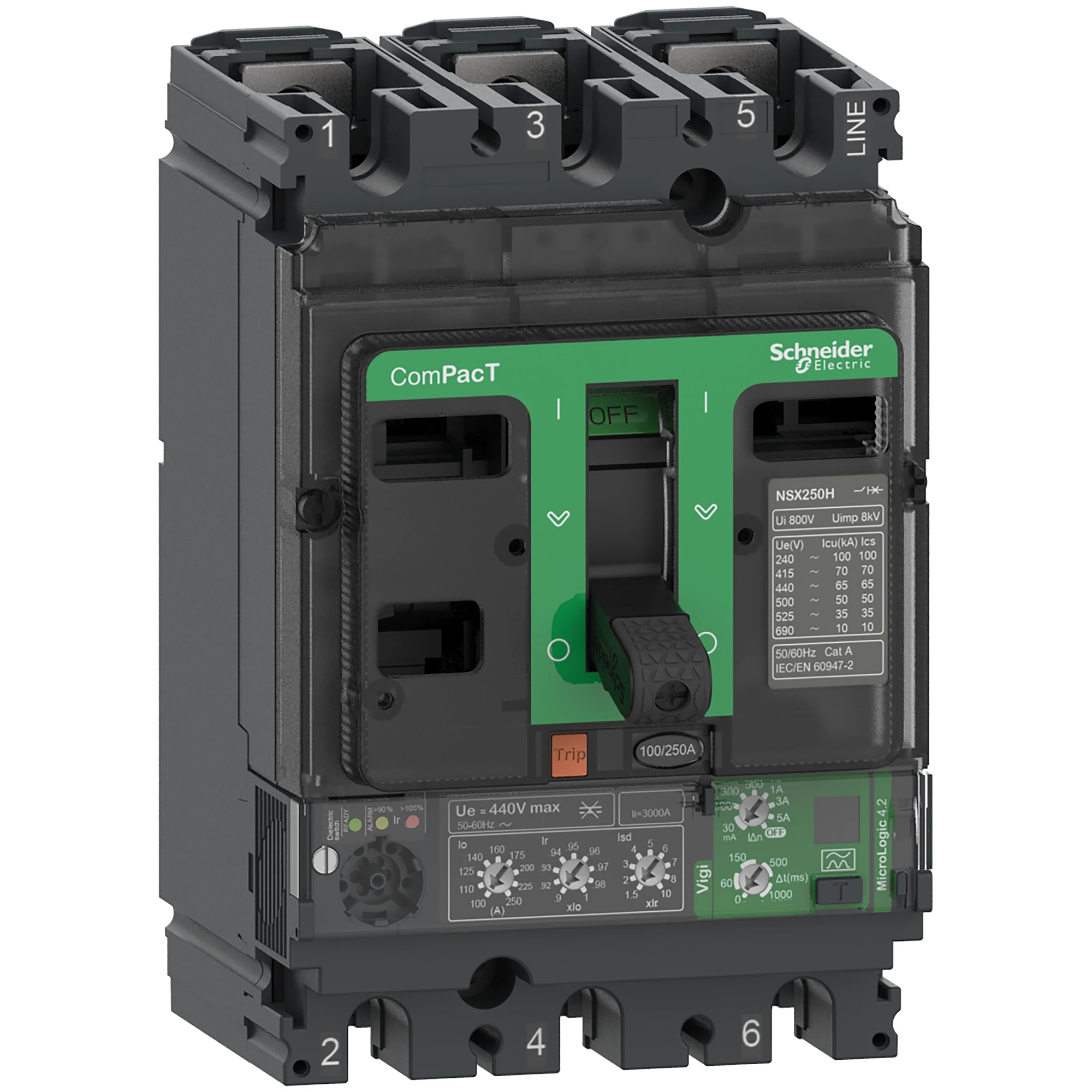 Schneider Electric C10B34V040 Compact Circuit Breaker ComPacT NSX100B with Micrologic 4.2 40A, 3P3D 25kA/415V AC (img_001) Schneider Electric C10B34V040 Compact Circuit Breaker ComPacT NSX100B with Micrologic 4.2 40A, 3P3D 25kA/415V AC (img_001)