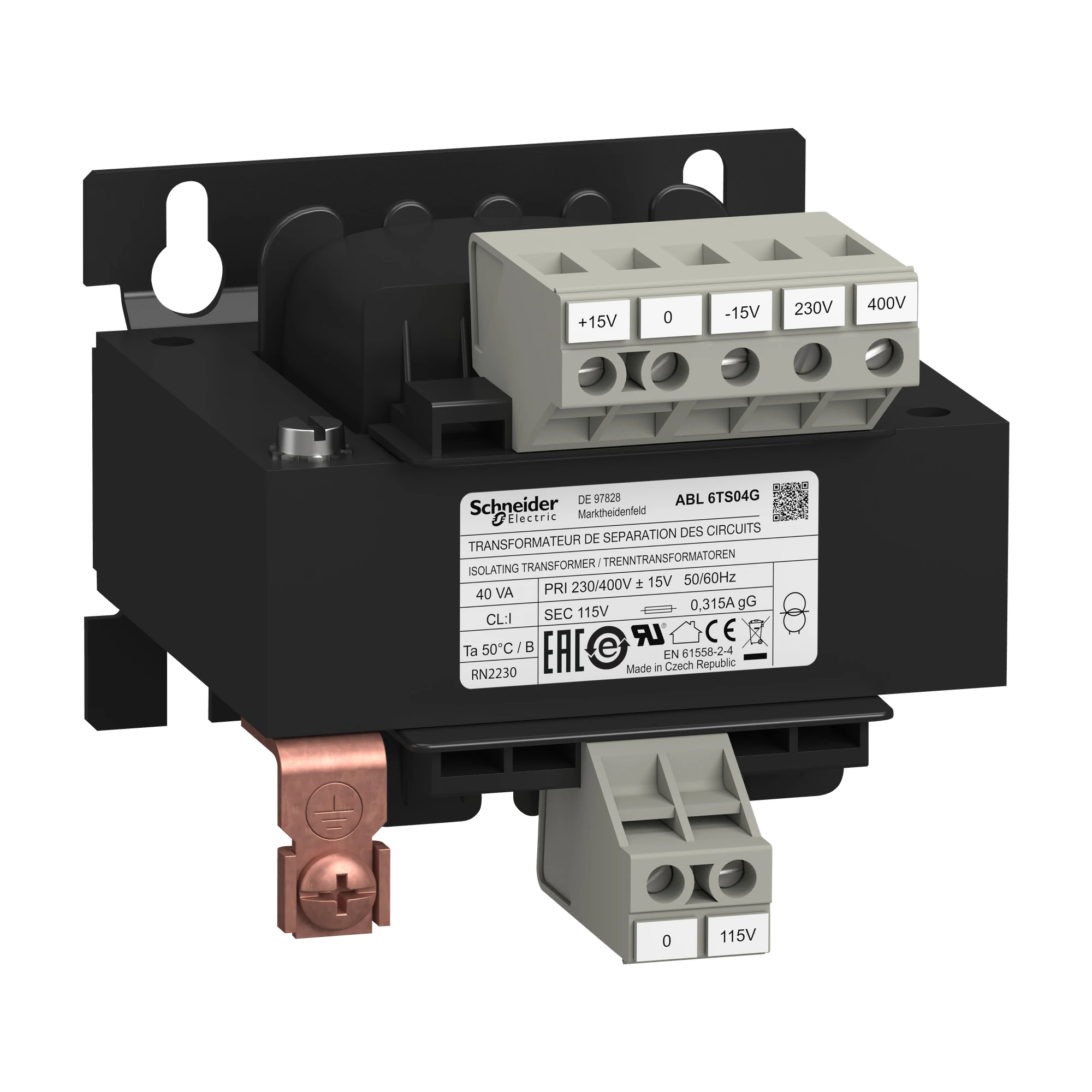 Schneider Electric ABL6TS04G Safety isolation transformer, Modicon ABL6, Input 230/400V AC, Output 115V AC, 40VA (img_001) Schneider Electric ABL6TS04G Safety isolation transformer, Modicon ABL6, Input 230/400V AC, Output 115V AC, 40VA (img_001)